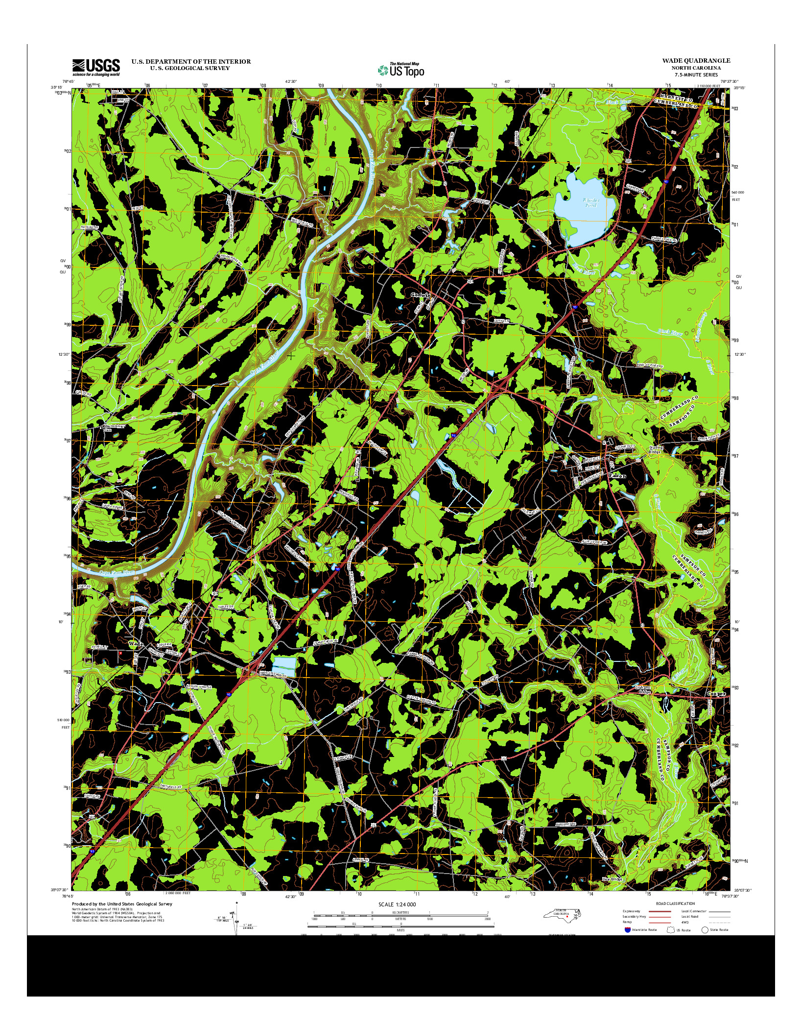 USGS US TOPO 7.5-MINUTE MAP FOR WADE, NC 2013