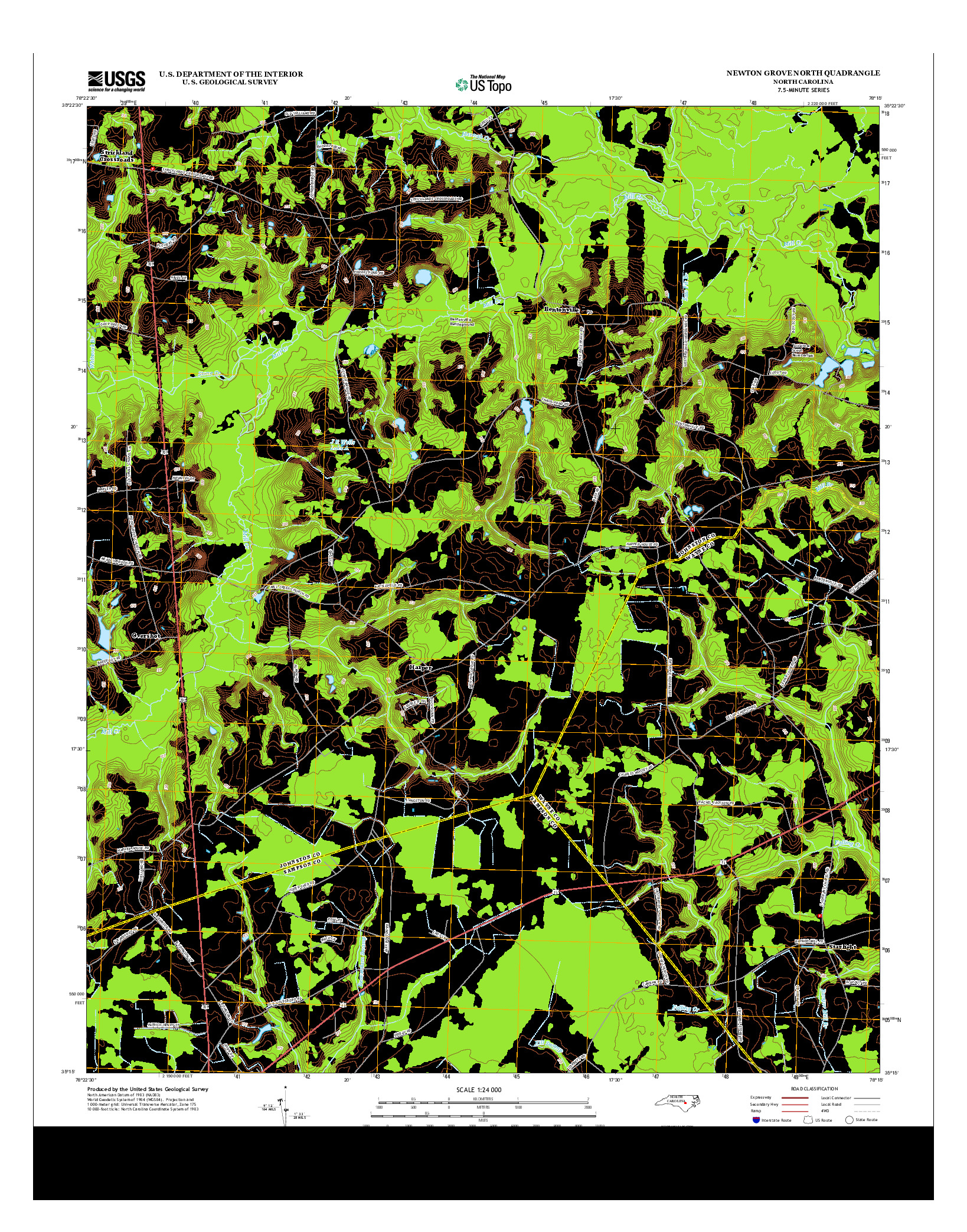 USGS US TOPO 7.5-MINUTE MAP FOR NEWTON GROVE NORTH, NC 2013