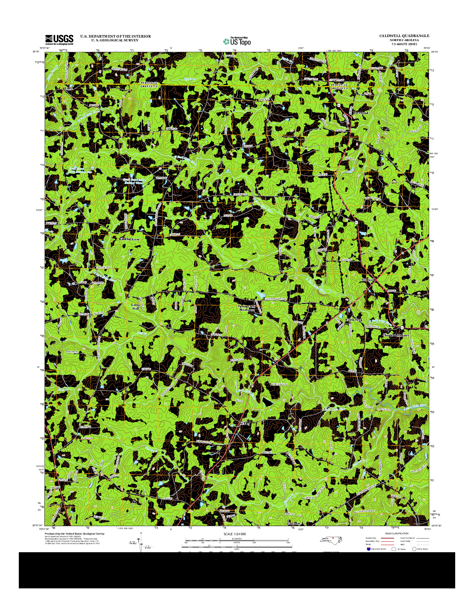 USGS US TOPO 7.5-MINUTE MAP FOR CALDWELL, NC 2013