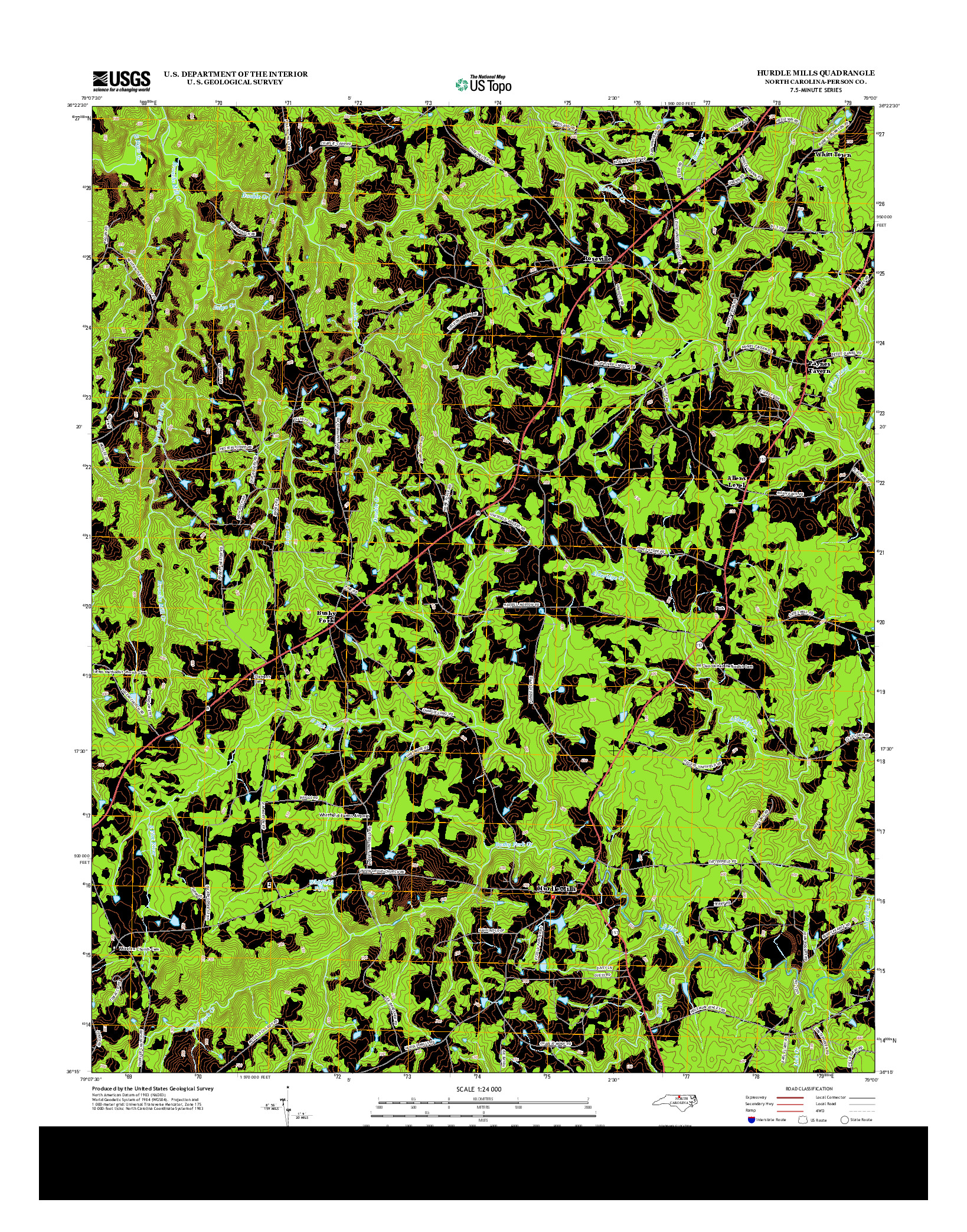 USGS US TOPO 7.5-MINUTE MAP FOR HURDLE MILLS, NC 2013