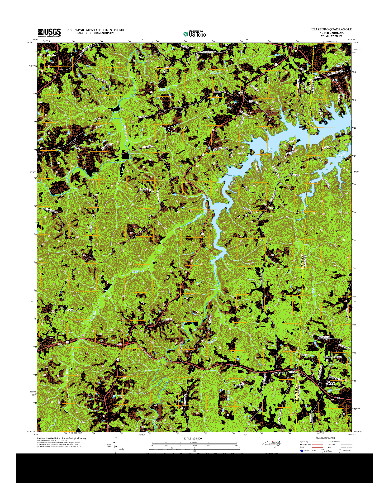 USGS US TOPO 7.5-MINUTE MAP FOR LEASBURG, NC 2013