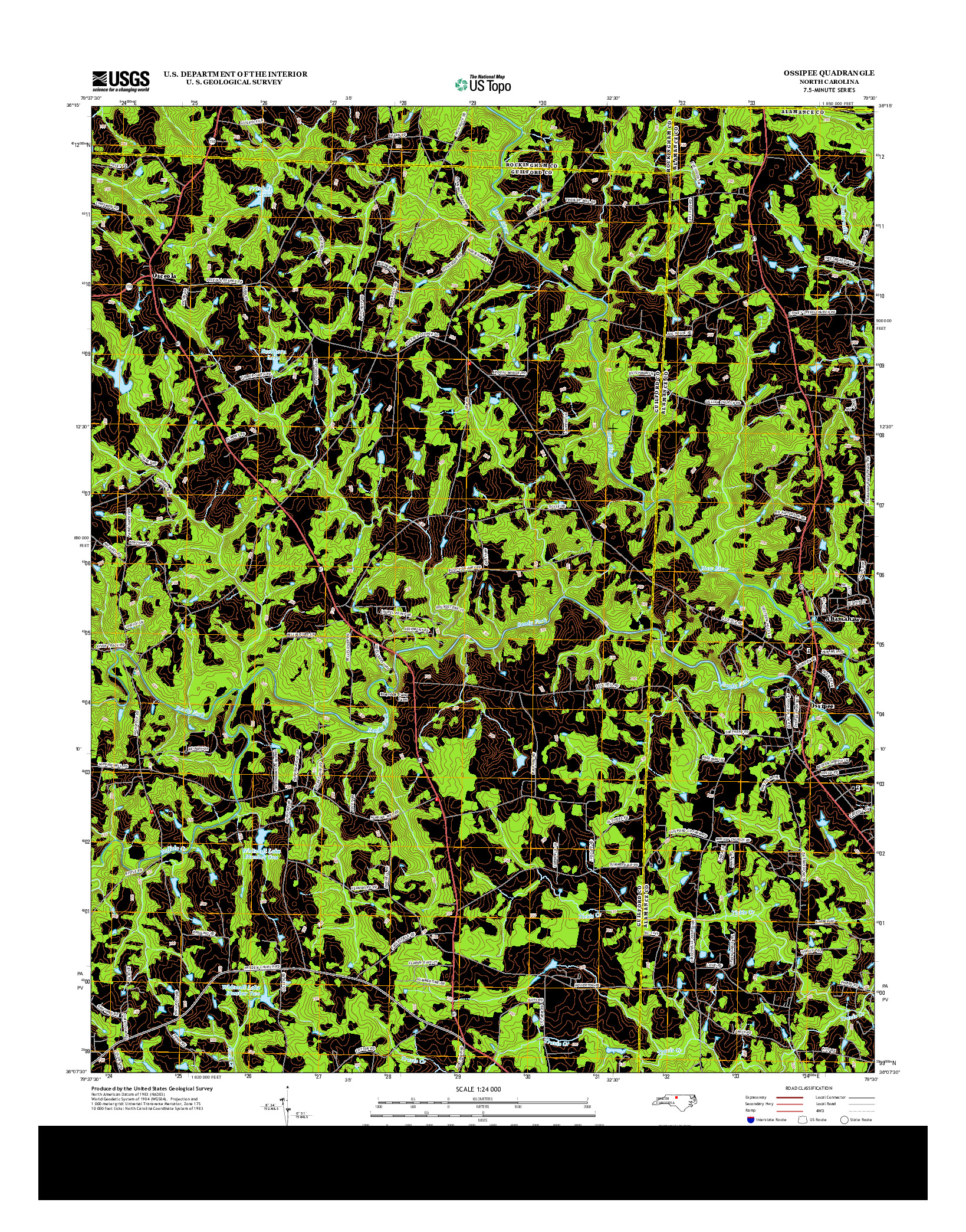 USGS US TOPO 7.5-MINUTE MAP FOR OSSIPEE, NC 2013