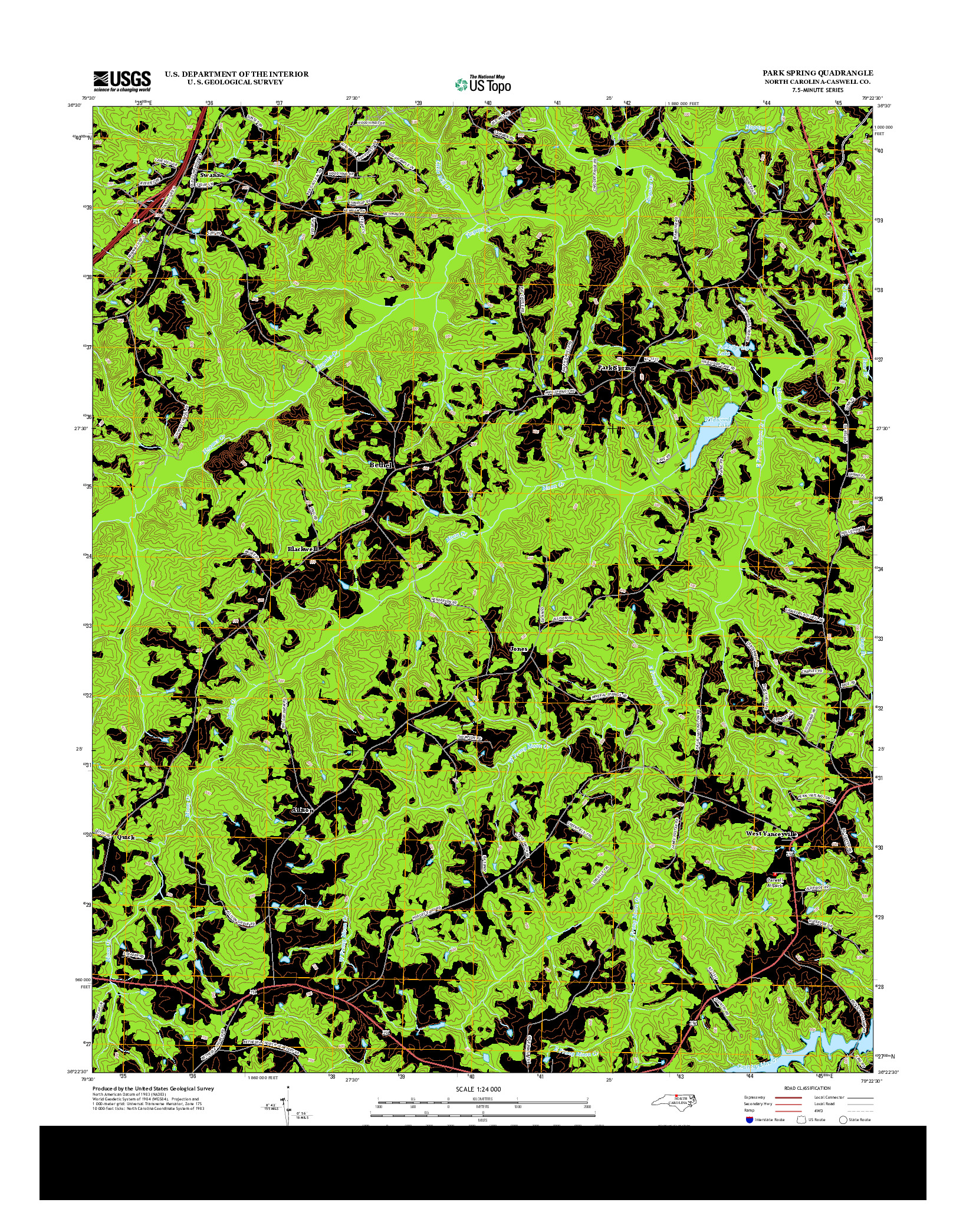 USGS US TOPO 7.5-MINUTE MAP FOR PARK SPRING, NC 2013