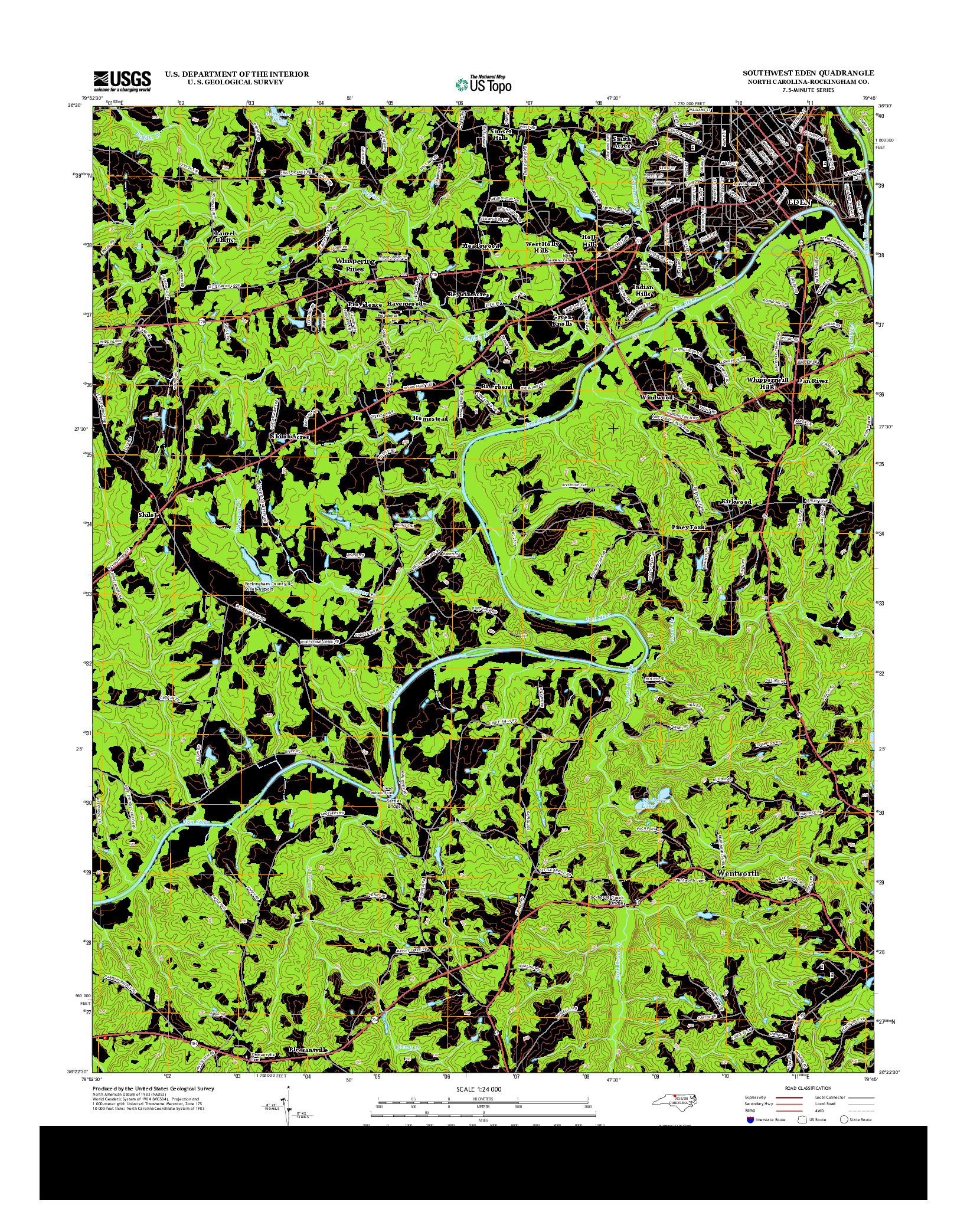 USGS US TOPO 7.5-MINUTE MAP FOR SOUTHWEST EDEN, NC 2013