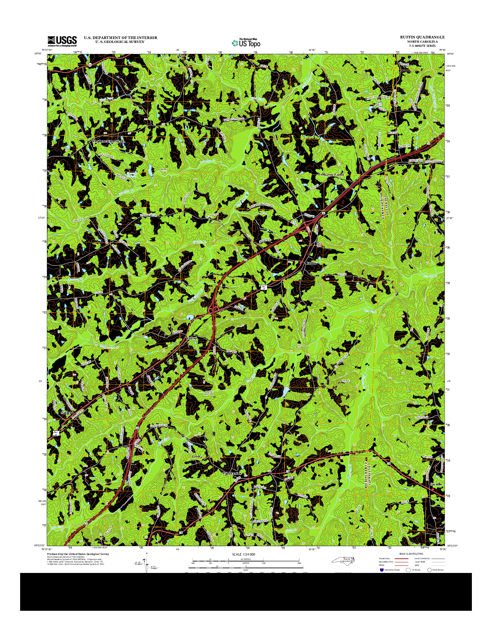 USGS US TOPO 7.5-MINUTE MAP FOR RUFFIN, NC 2013