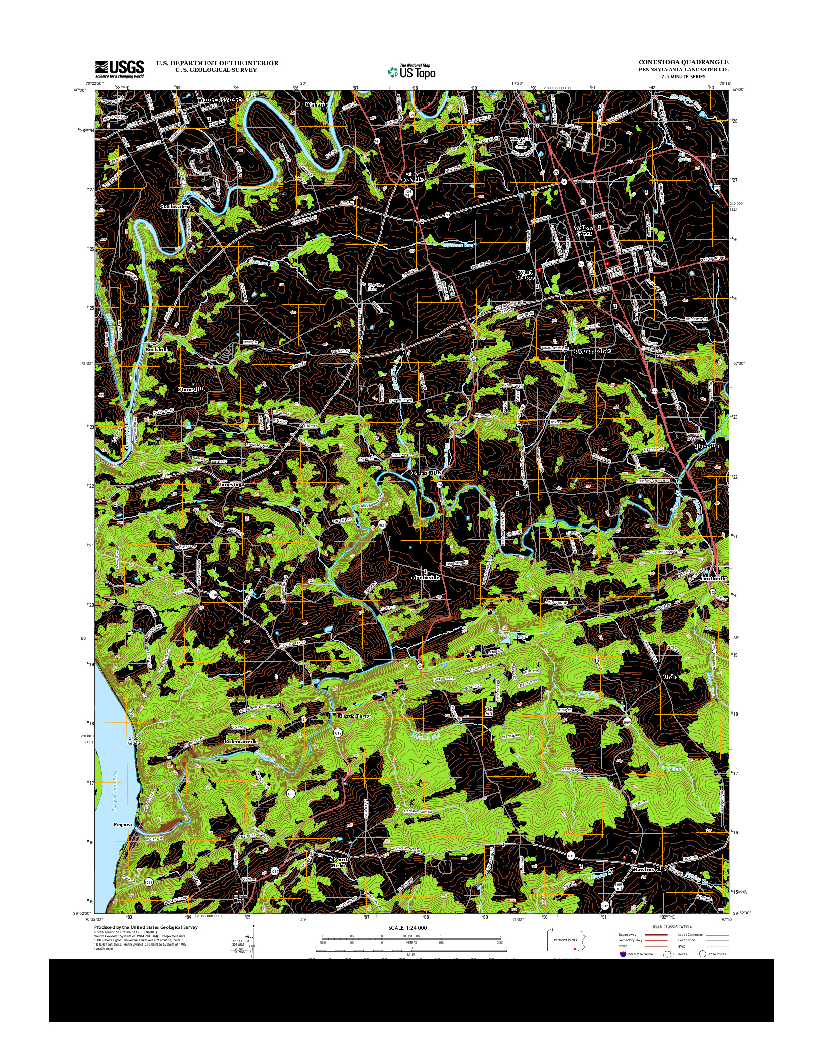 USGS US TOPO 7.5-MINUTE MAP FOR CONESTOGA, PA 2013