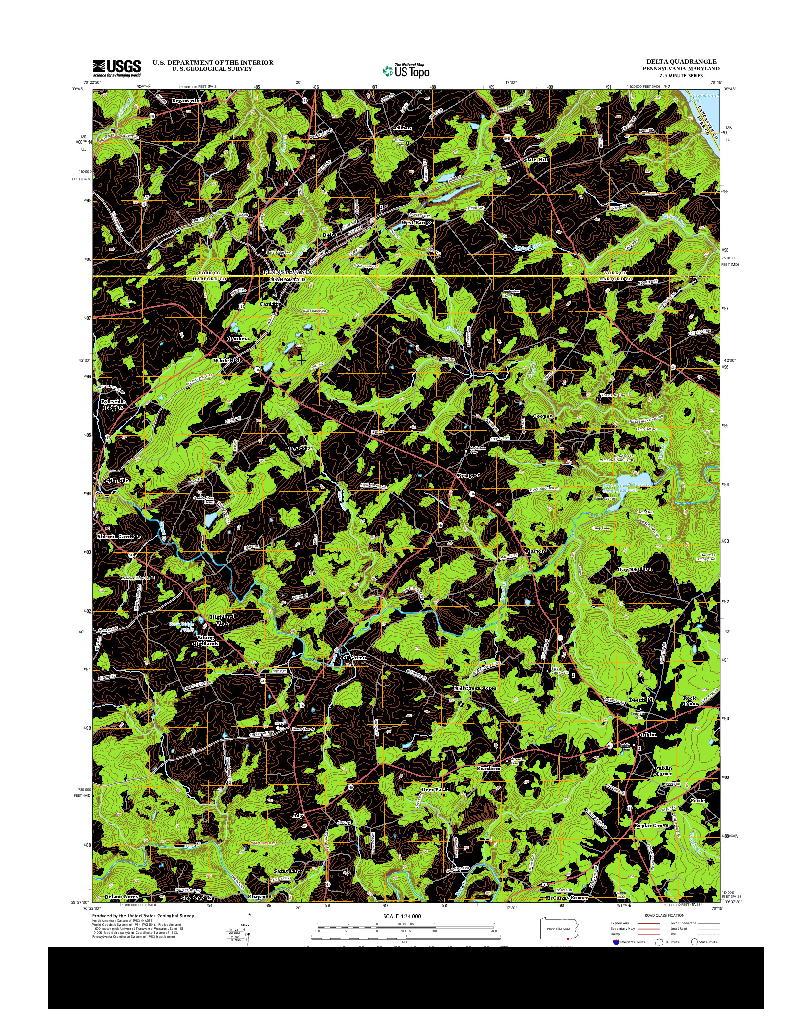 USGS US TOPO 7.5-MINUTE MAP FOR DELTA, PA-MD 2013