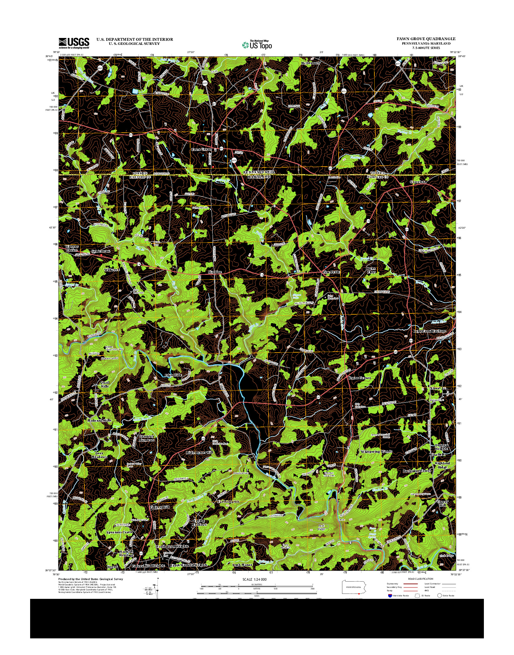 USGS US TOPO 7.5-MINUTE MAP FOR FAWN GROVE, PA-MD 2013