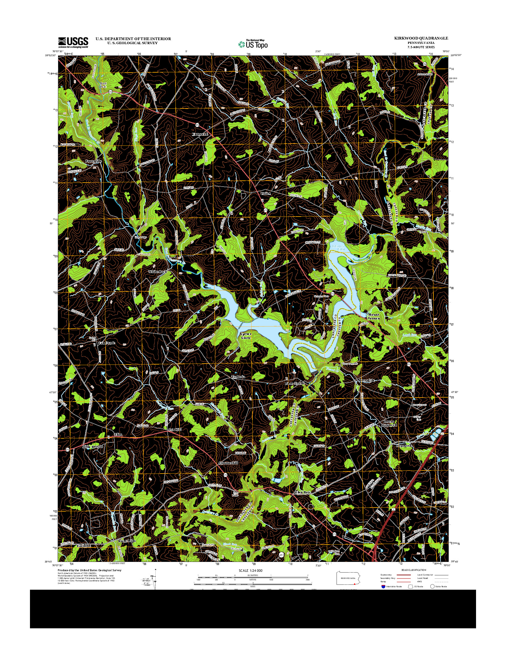 USGS US TOPO 7.5-MINUTE MAP FOR KIRKWOOD, PA 2013