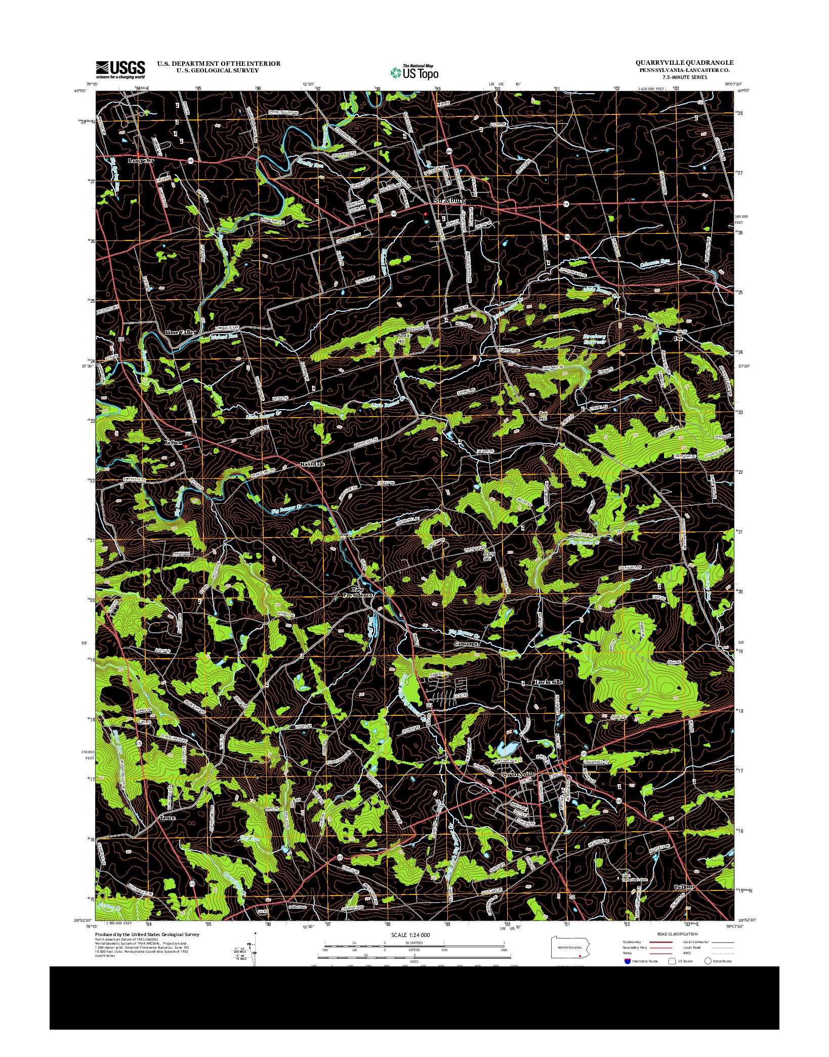 USGS US TOPO 7.5-MINUTE MAP FOR QUARRYVILLE, PA 2013