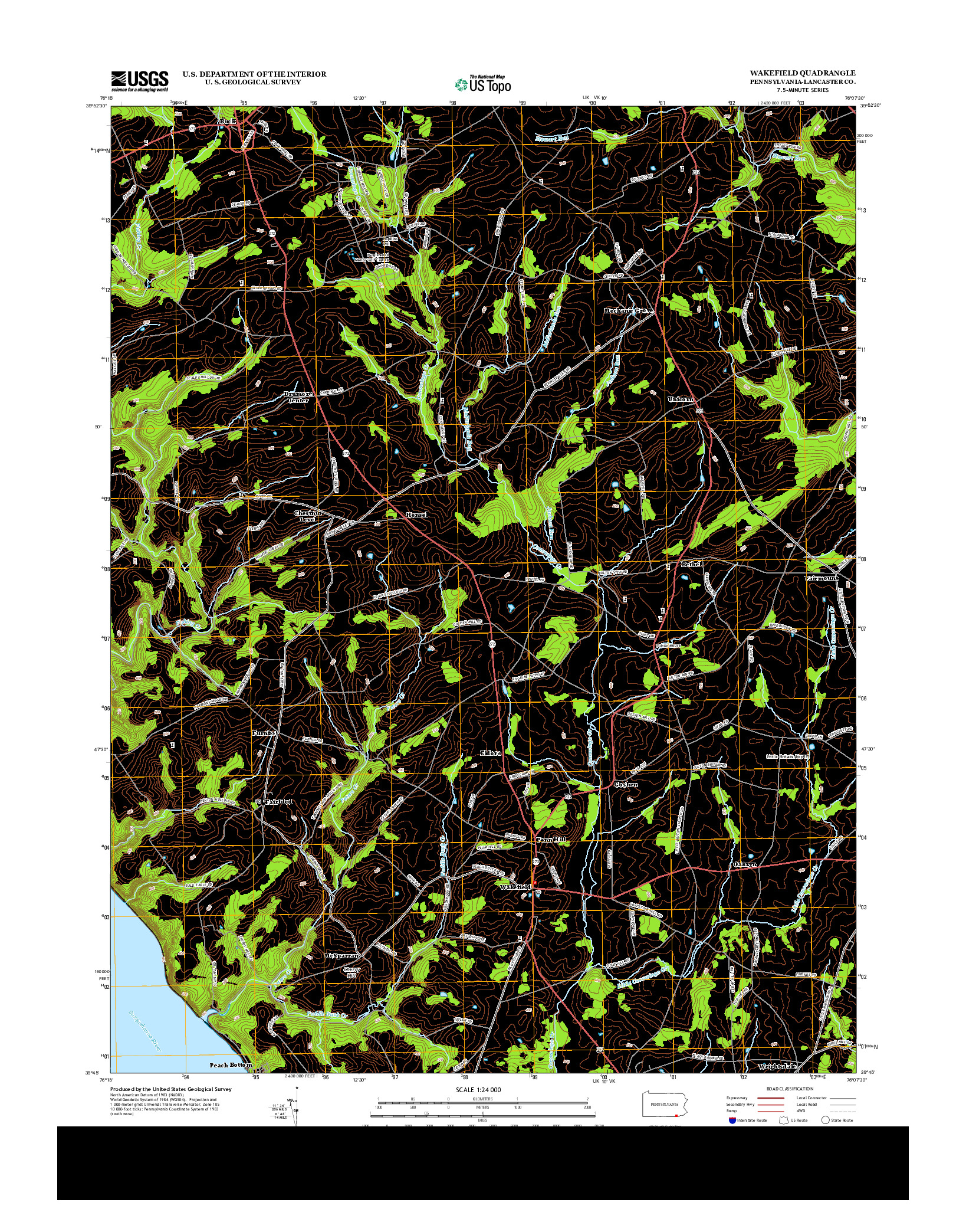 USGS US TOPO 7.5-MINUTE MAP FOR WAKEFIELD, PA 2013