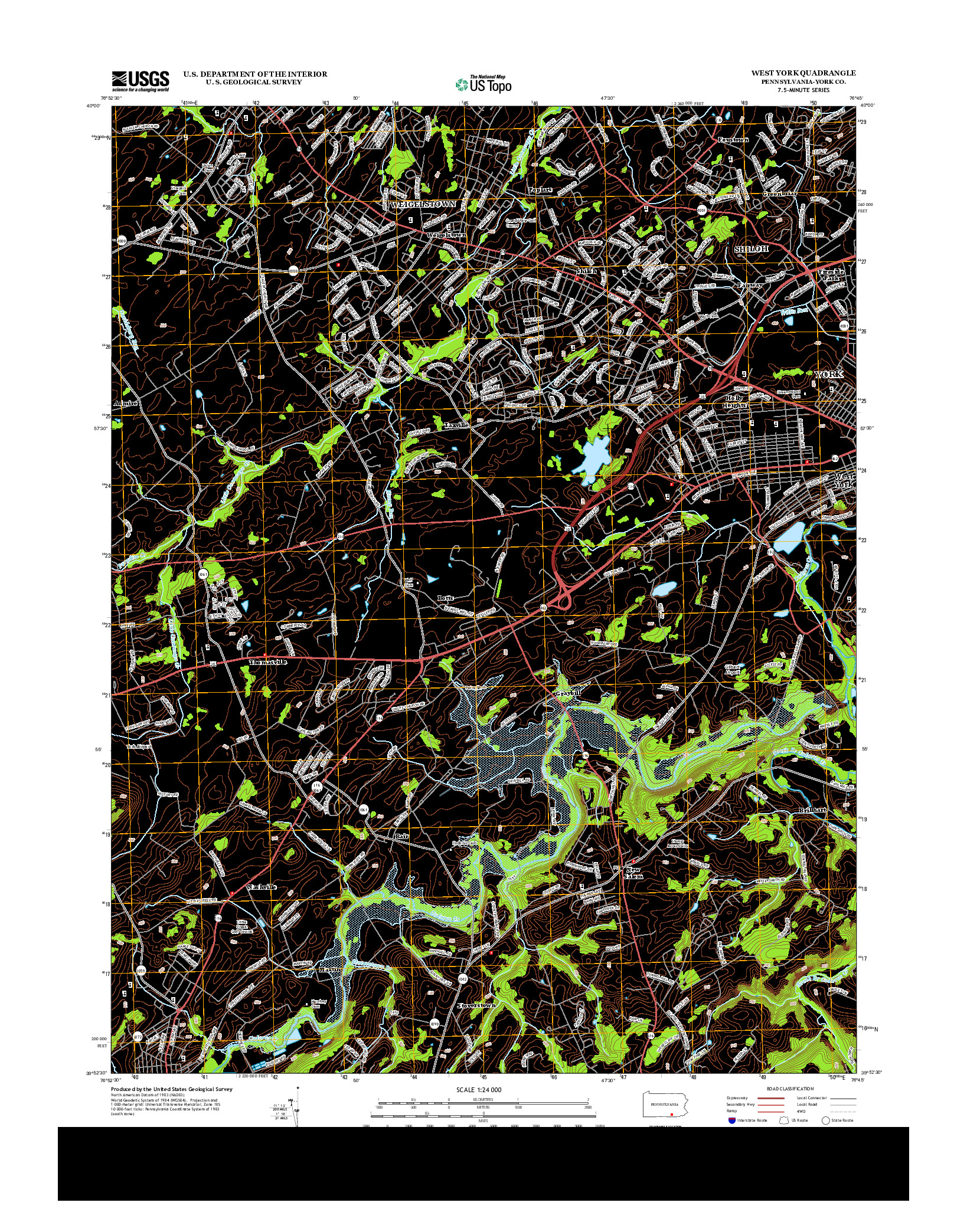 USGS US TOPO 7.5-MINUTE MAP FOR WEST YORK, PA 2013