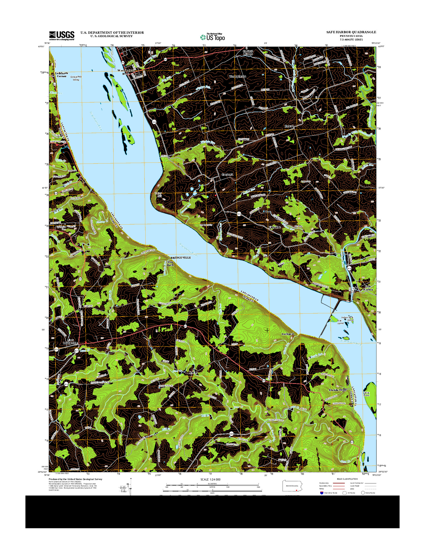 USGS US TOPO 7.5-MINUTE MAP FOR SAFE HARBOR, PA 2013