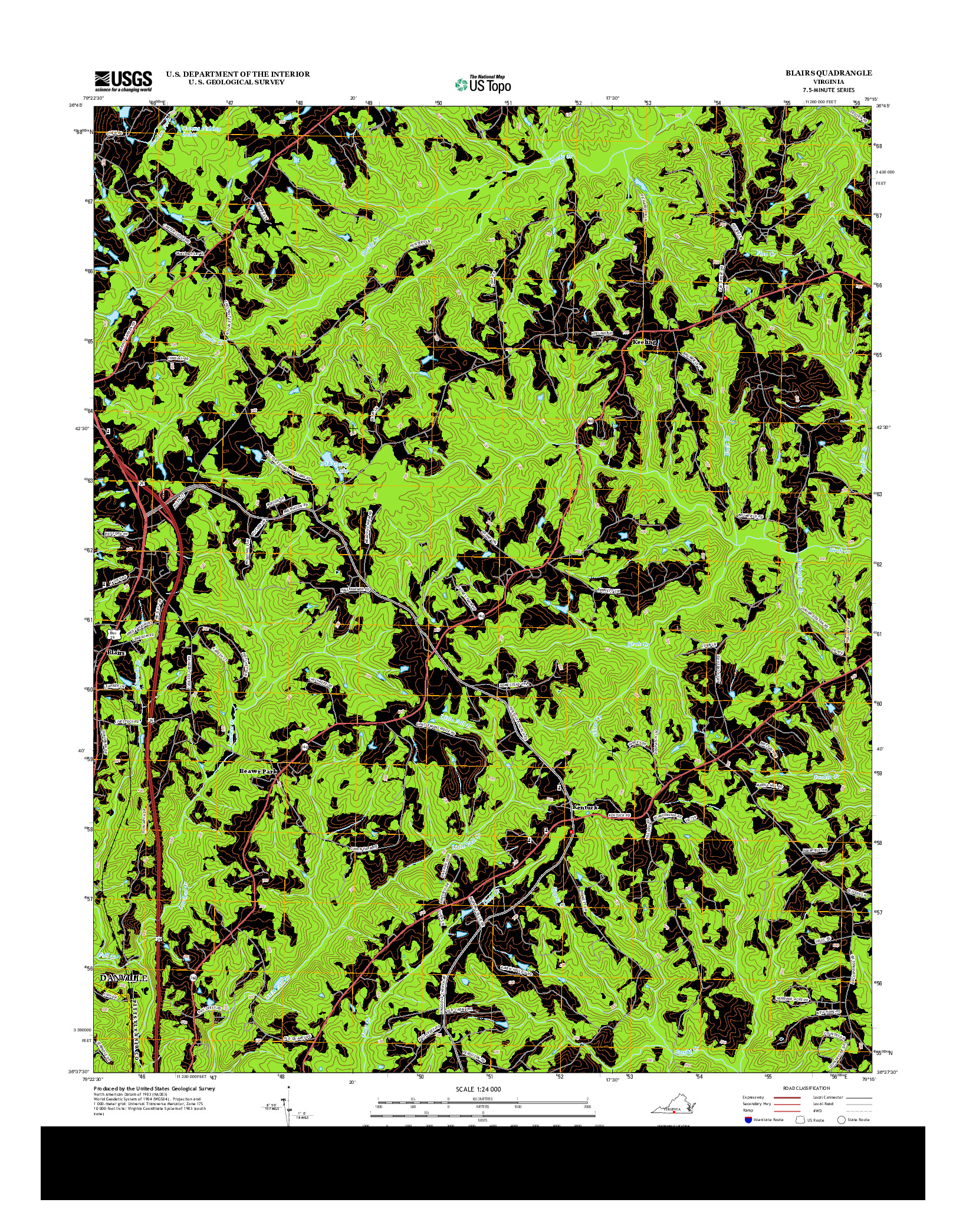 USGS US TOPO 7.5-MINUTE MAP FOR BLAIRS, VA 2013