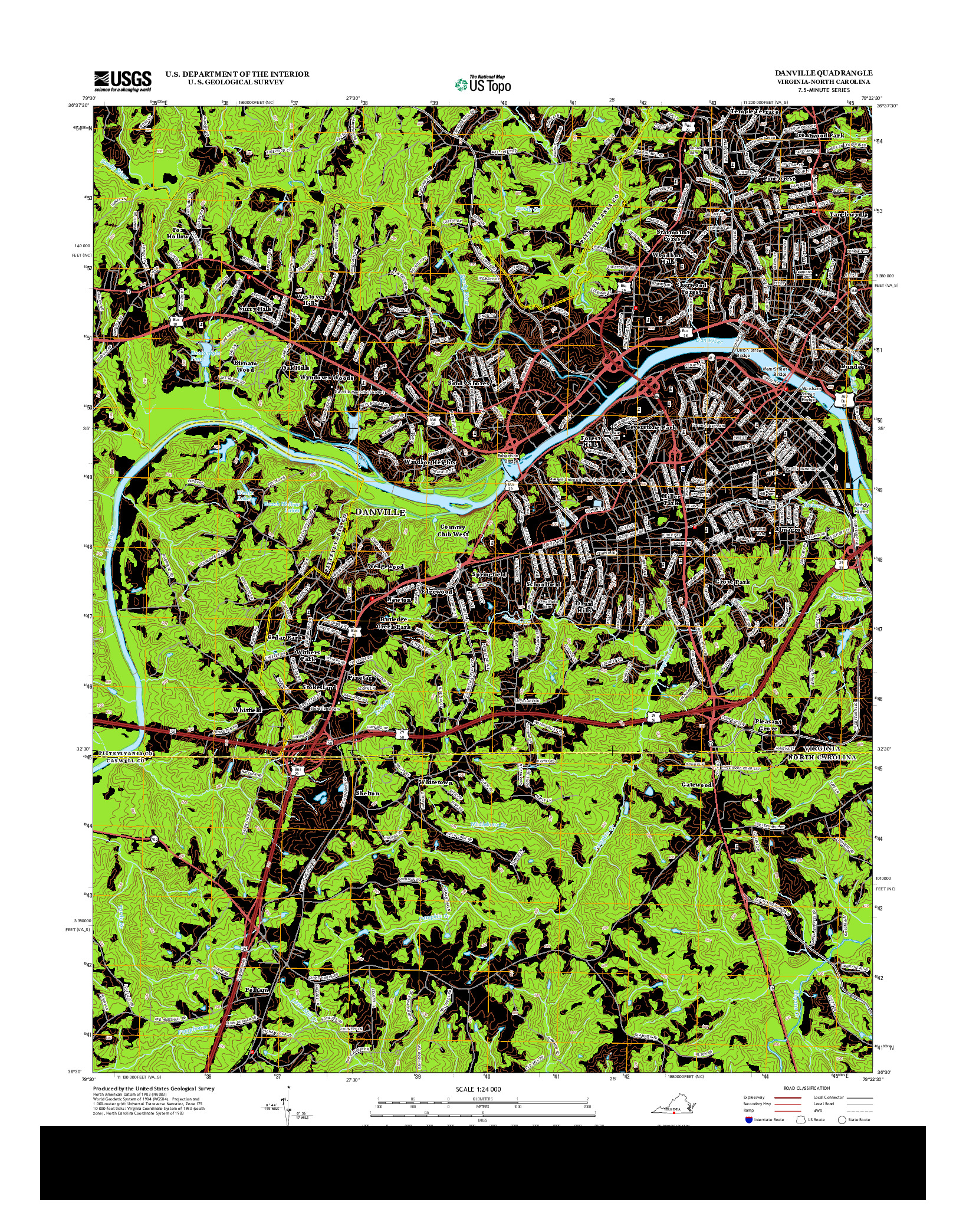 USGS US TOPO 7.5-MINUTE MAP FOR DANVILLE, VA-NC 2013