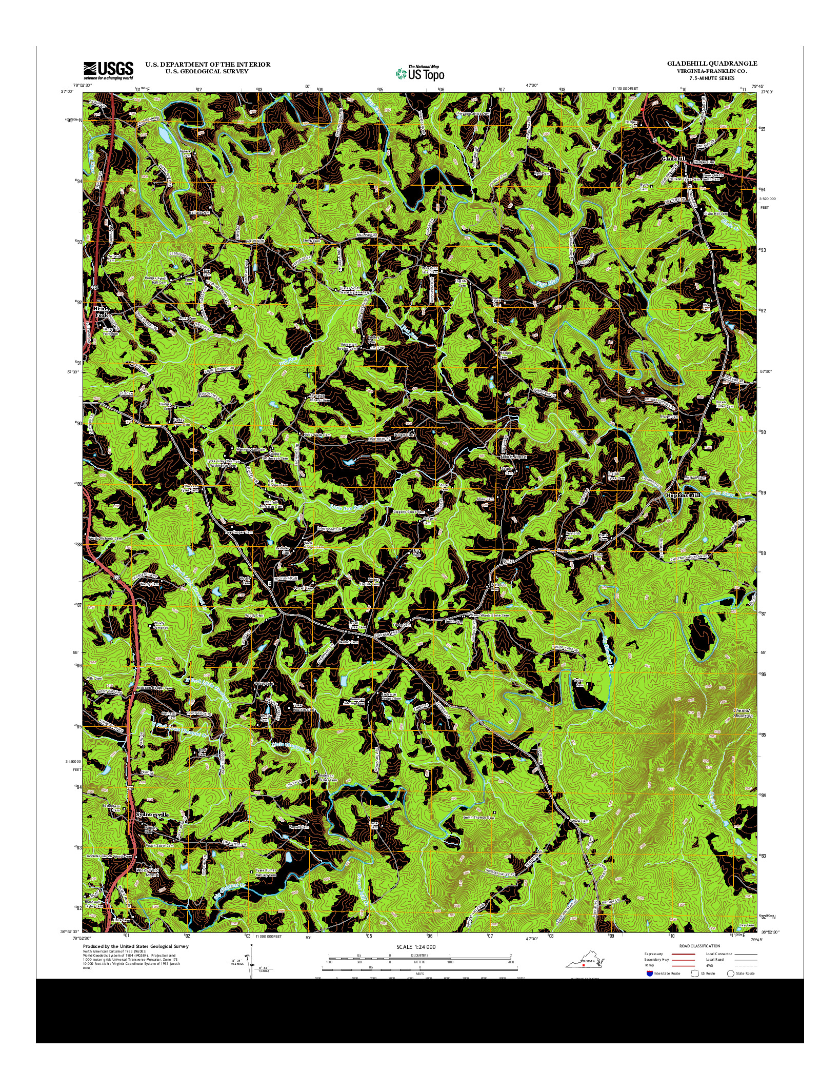 USGS US TOPO 7.5-MINUTE MAP FOR GLADEHILL, VA 2013