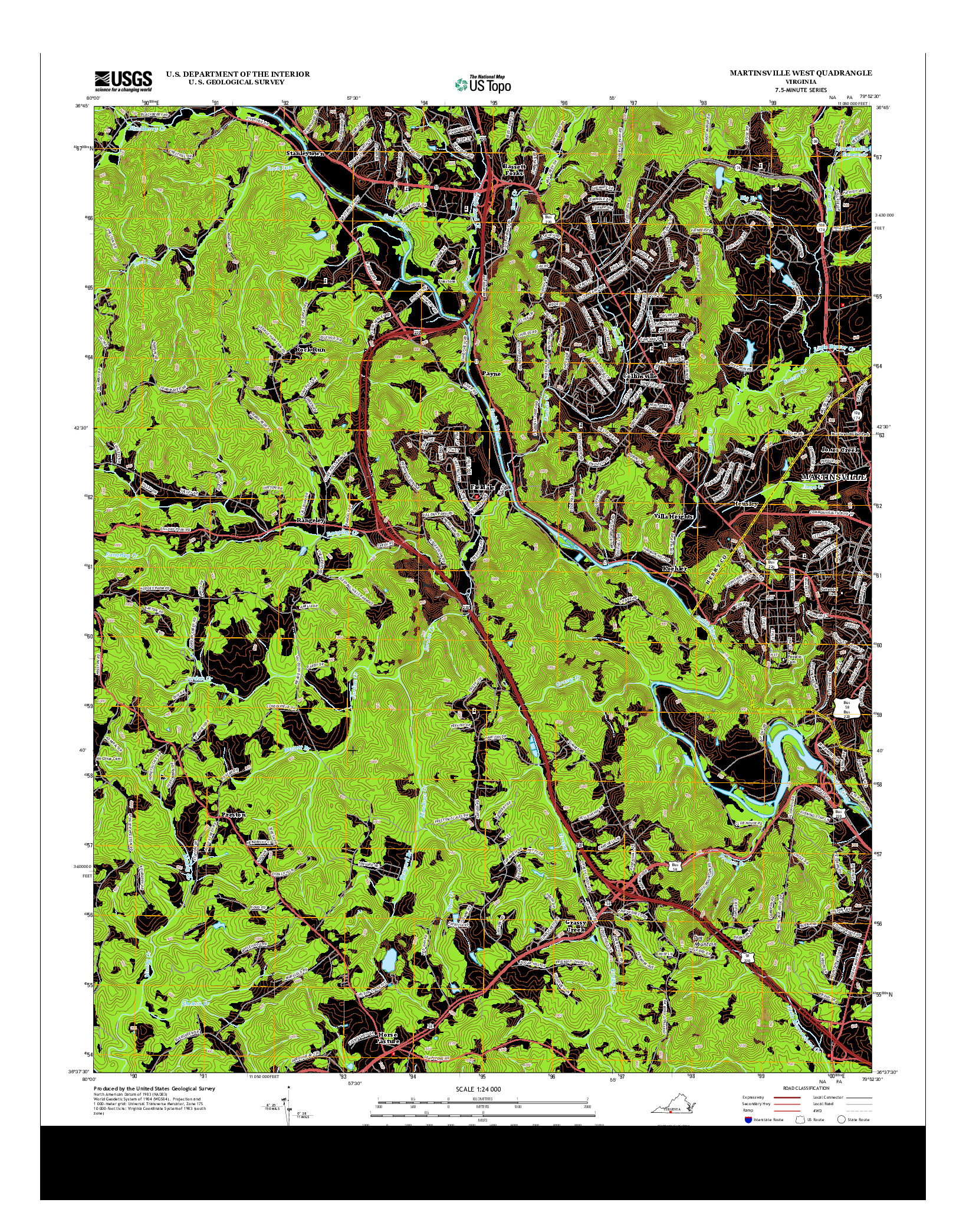 USGS US TOPO 7.5-MINUTE MAP FOR MARTINSVILLE WEST, VA 2013