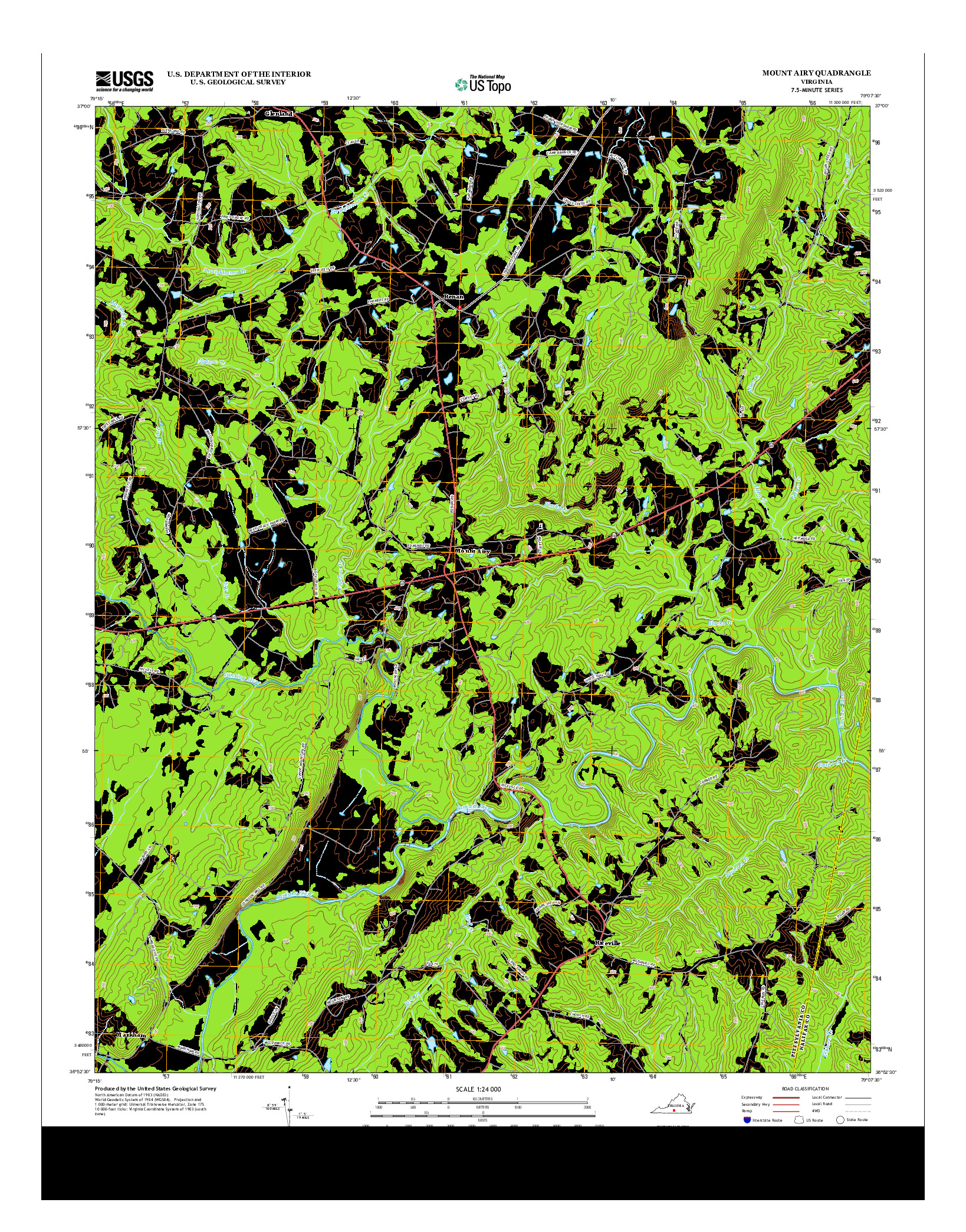 USGS US TOPO 7.5-MINUTE MAP FOR MOUNT AIRY, VA 2013