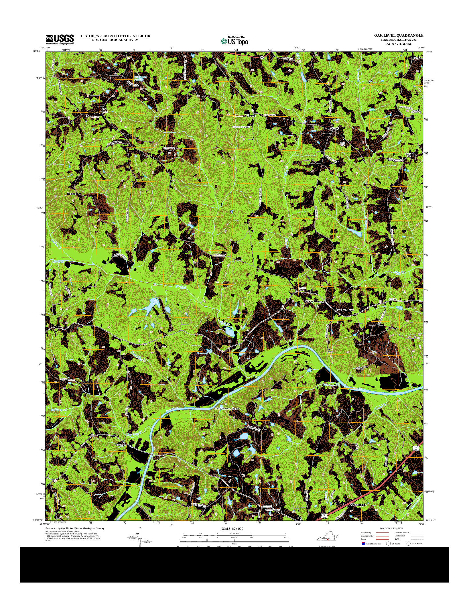 USGS US TOPO 7.5-MINUTE MAP FOR OAK LEVEL, VA 2013