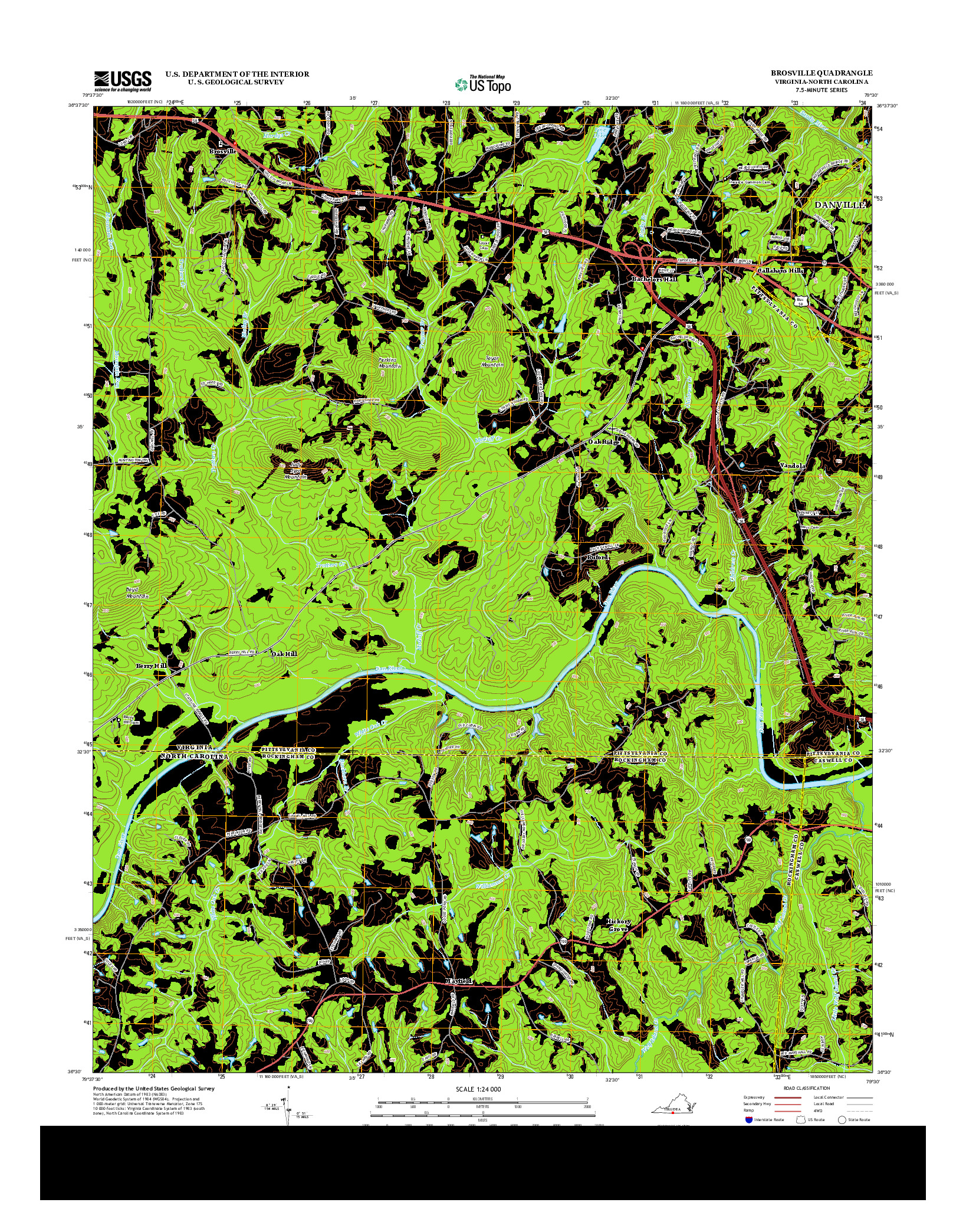 USGS US TOPO 7.5-MINUTE MAP FOR BROSVILLE, VA-NC 2013
