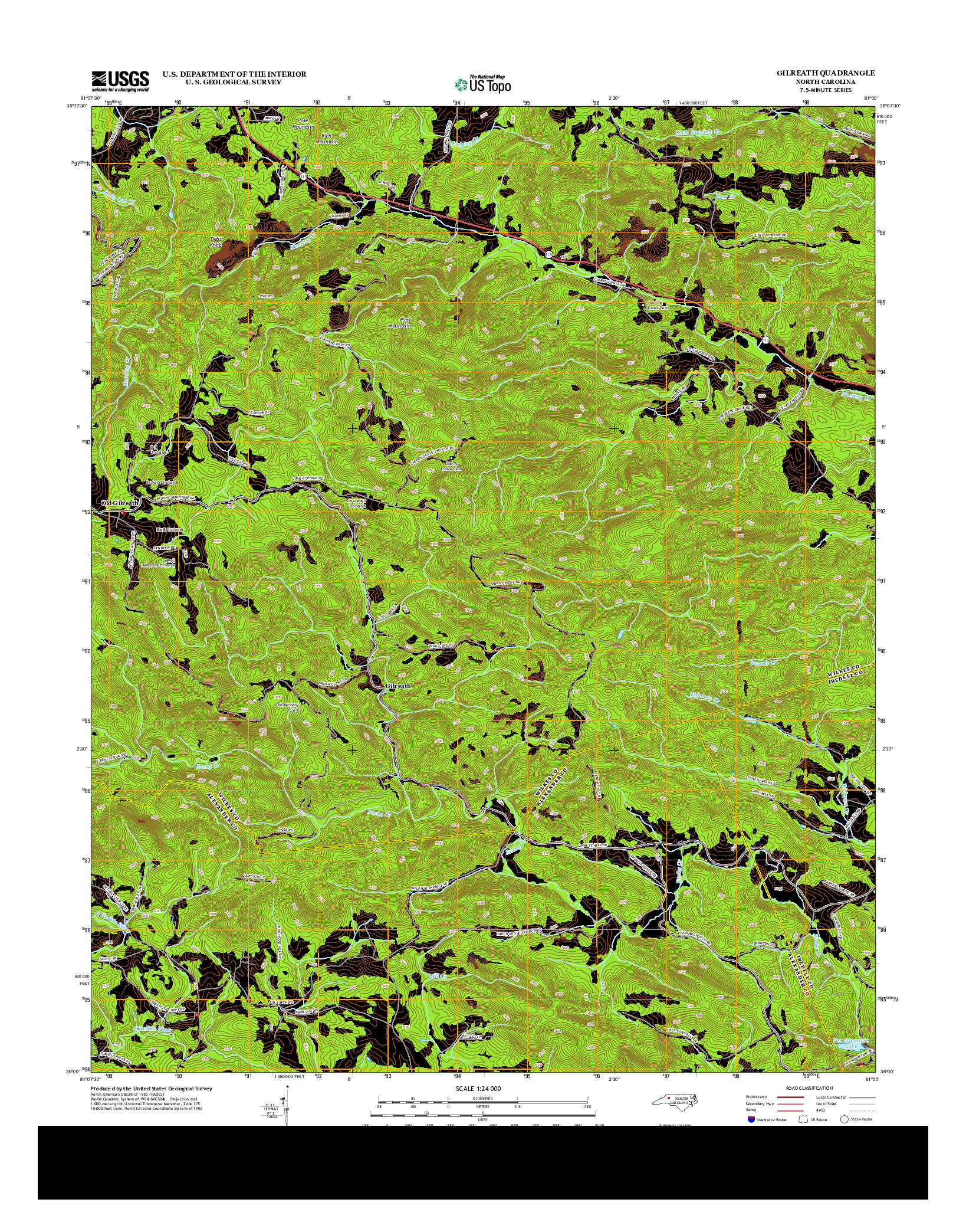 USGS US TOPO 7.5-MINUTE MAP FOR GILREATH, NC 2013