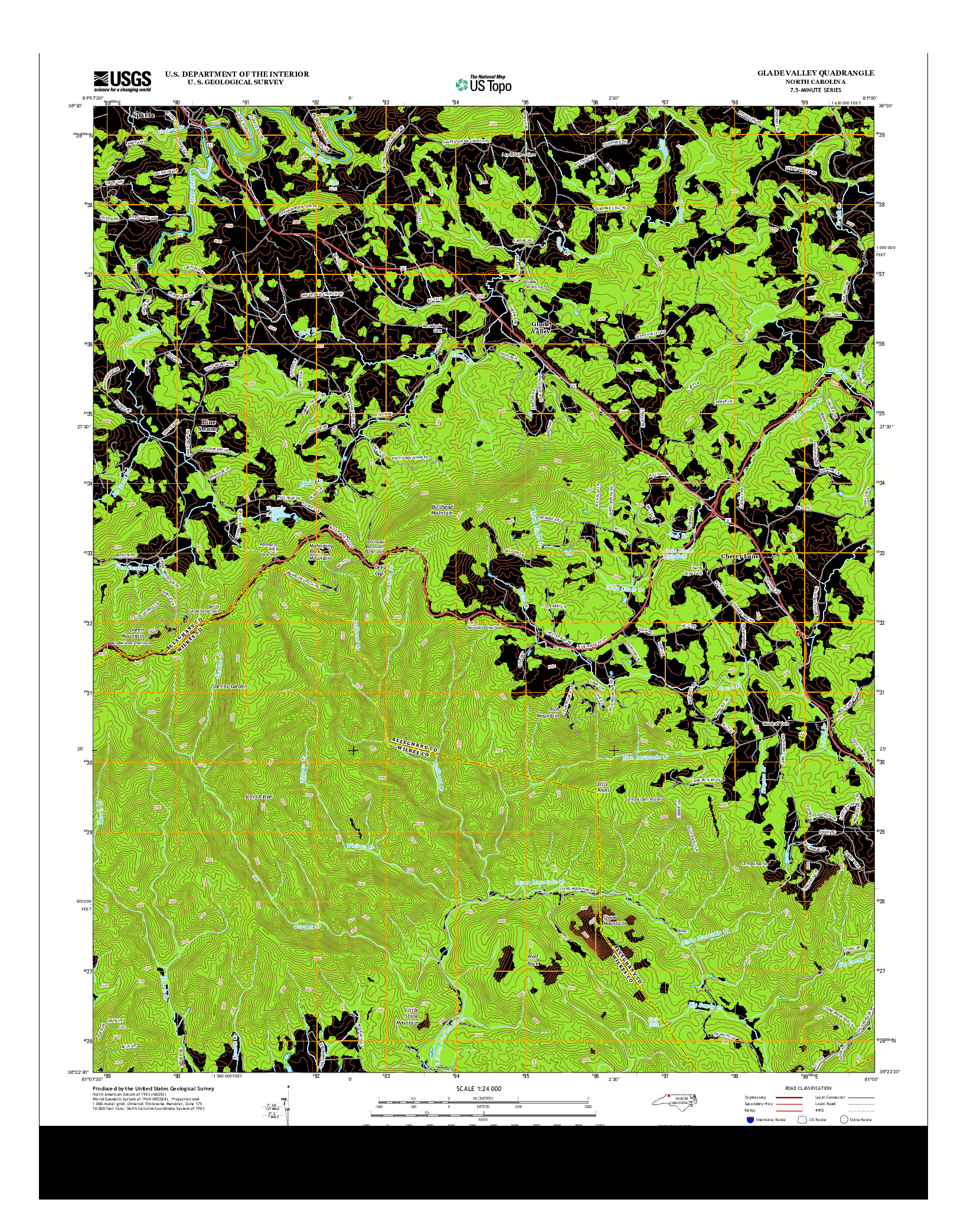 USGS US TOPO 7.5-MINUTE MAP FOR GLADE VALLEY, NC 2013