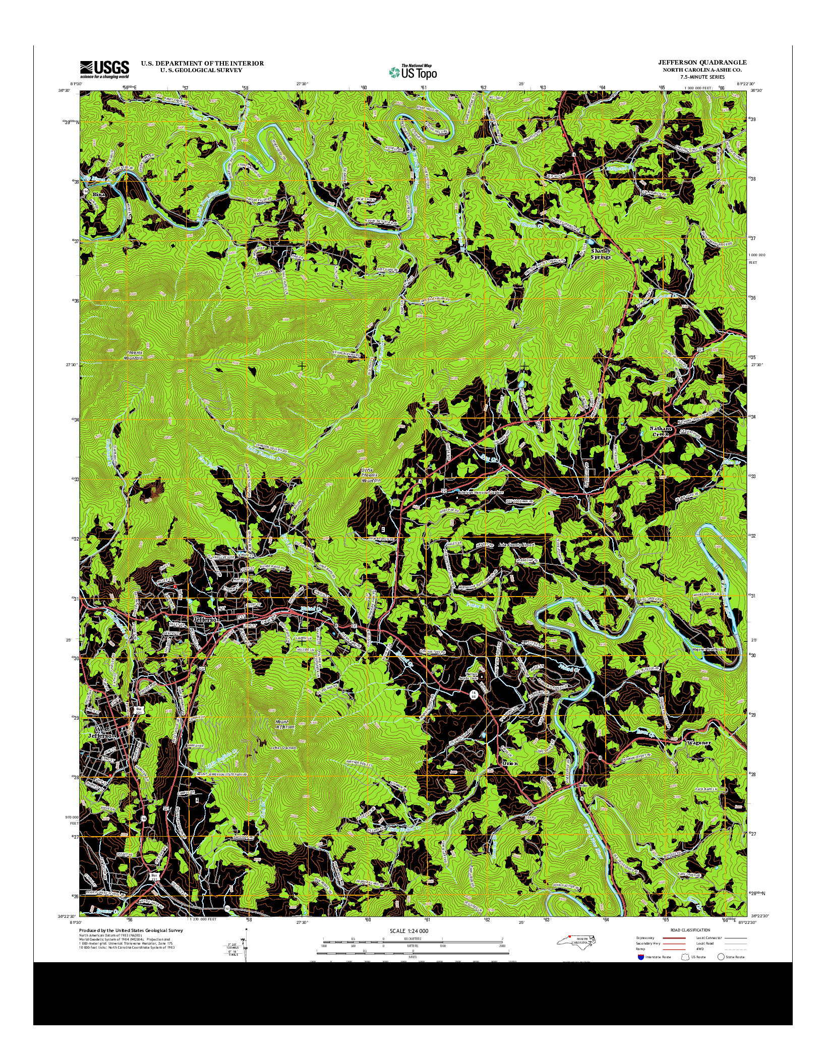 USGS US TOPO 7.5-MINUTE MAP FOR JEFFERSON, NC 2013