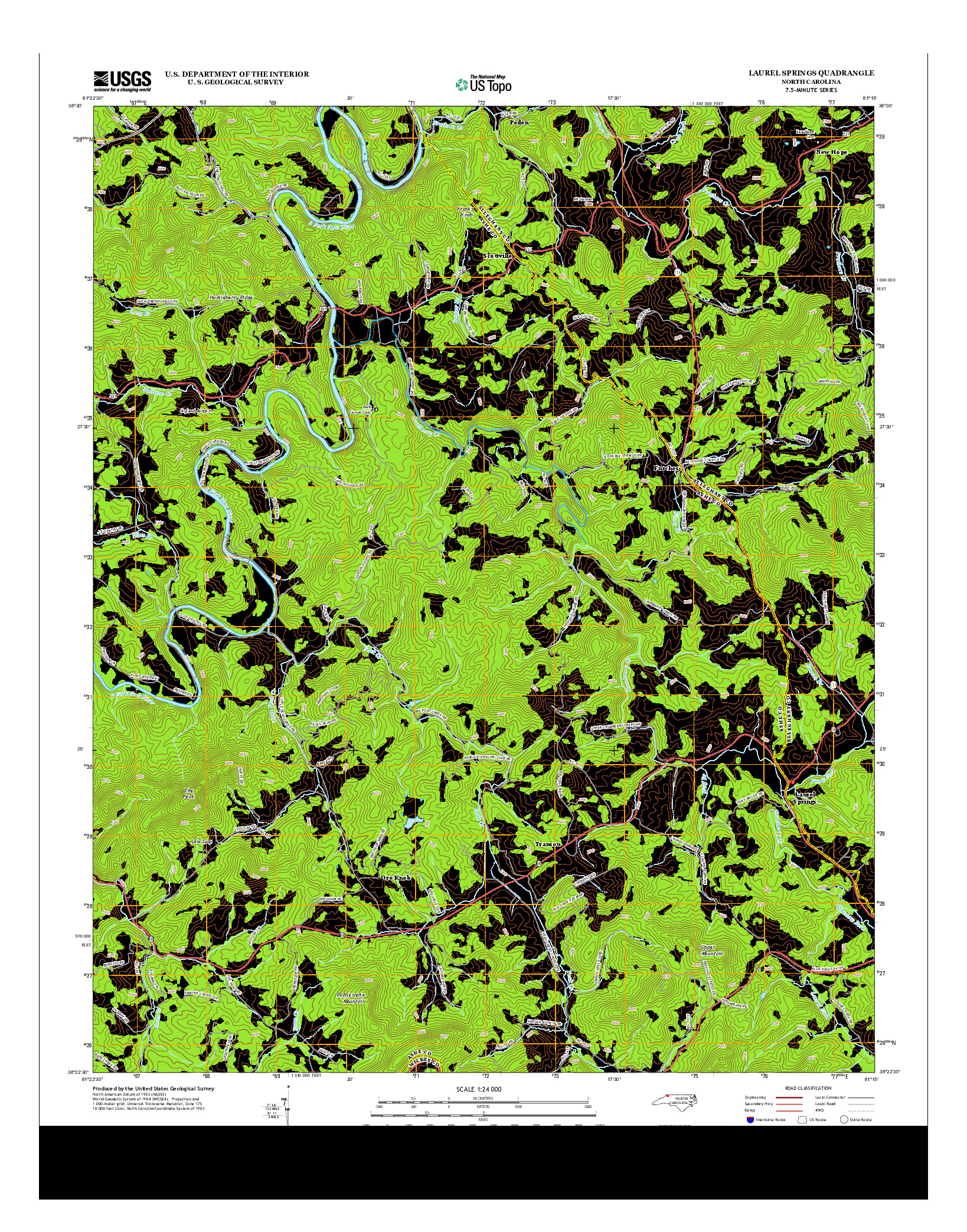 USGS US TOPO 7.5-MINUTE MAP FOR LAUREL SPRINGS, NC 2013