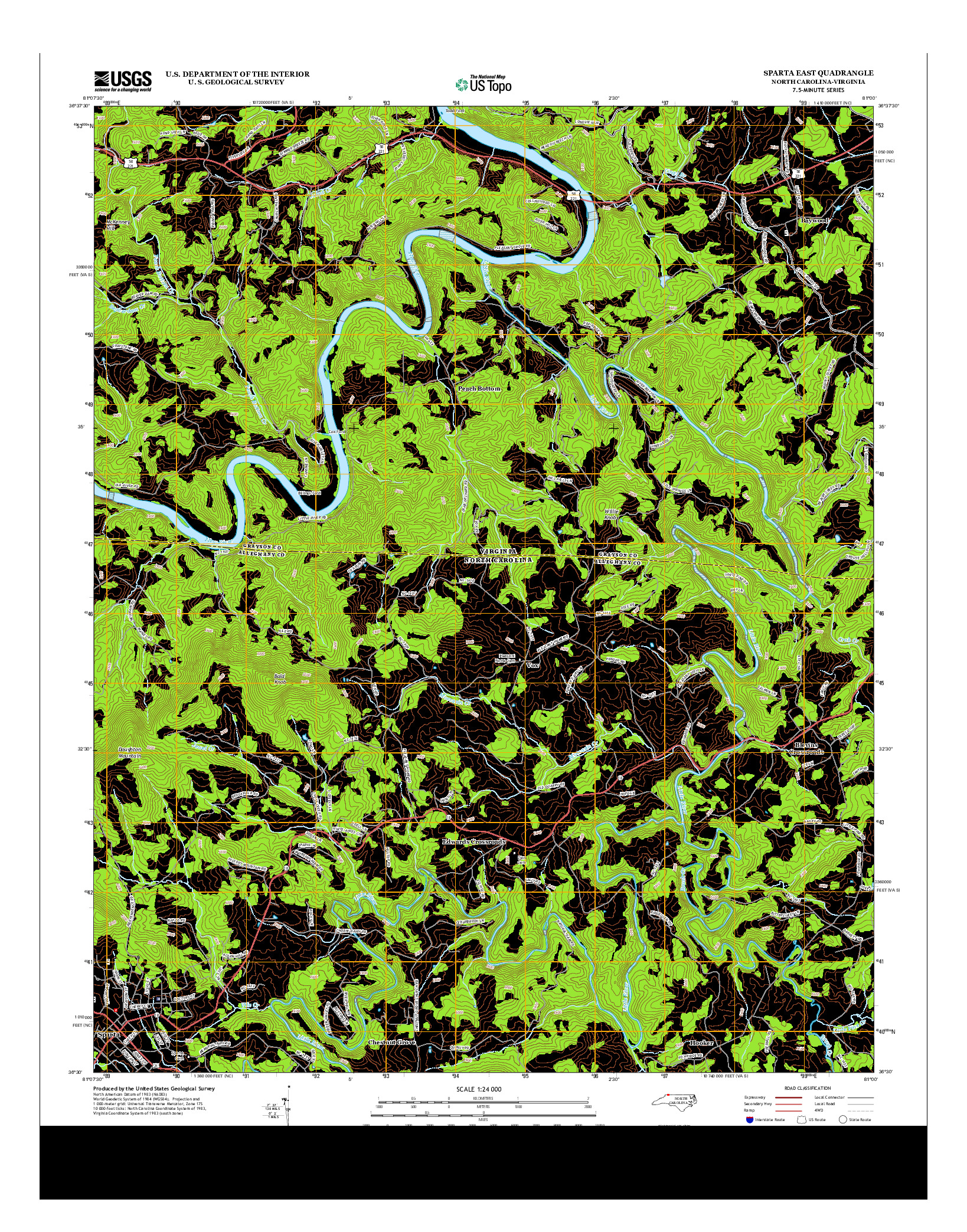 USGS US TOPO 7.5-MINUTE MAP FOR SPARTA EAST, NC-VA 2013