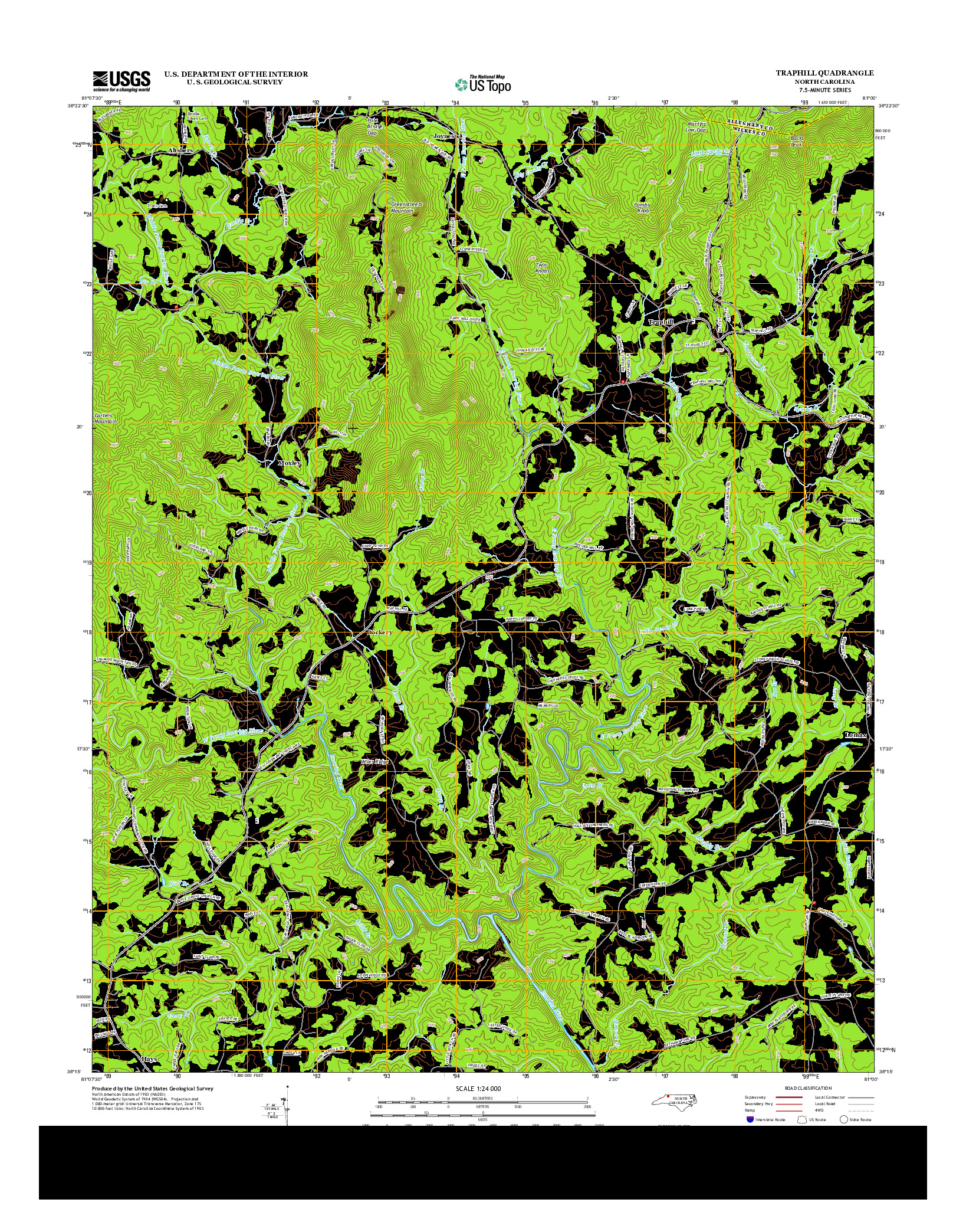 USGS US TOPO 7.5-MINUTE MAP FOR TRAPHILL, NC 2013