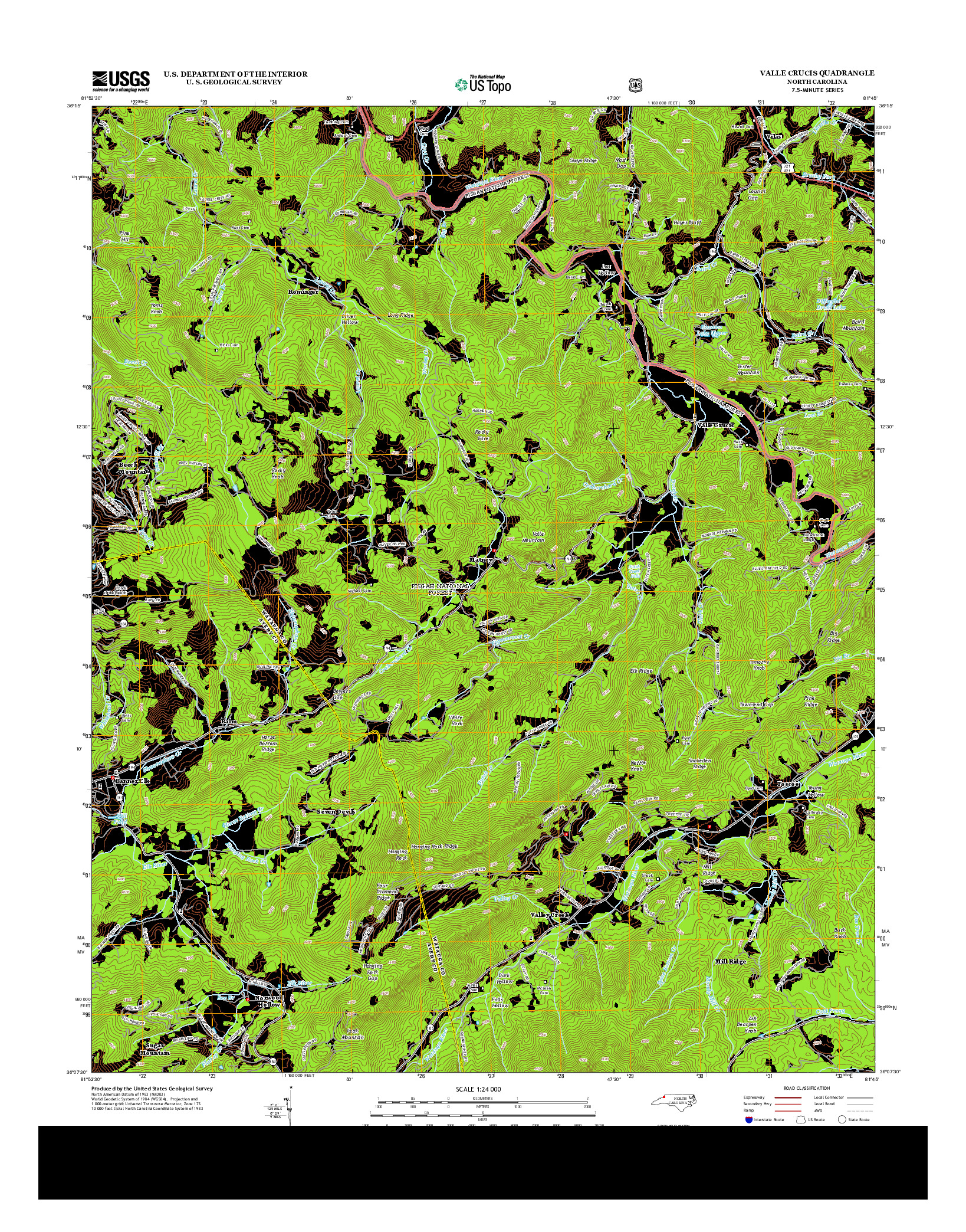 USGS US TOPO 7.5-MINUTE MAP FOR VALLE CRUCIS, NC 2013