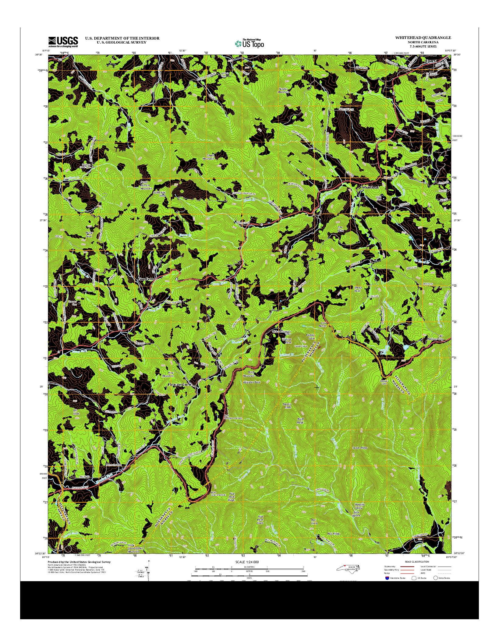 USGS US TOPO 7.5-MINUTE MAP FOR WHITEHEAD, NC 2013