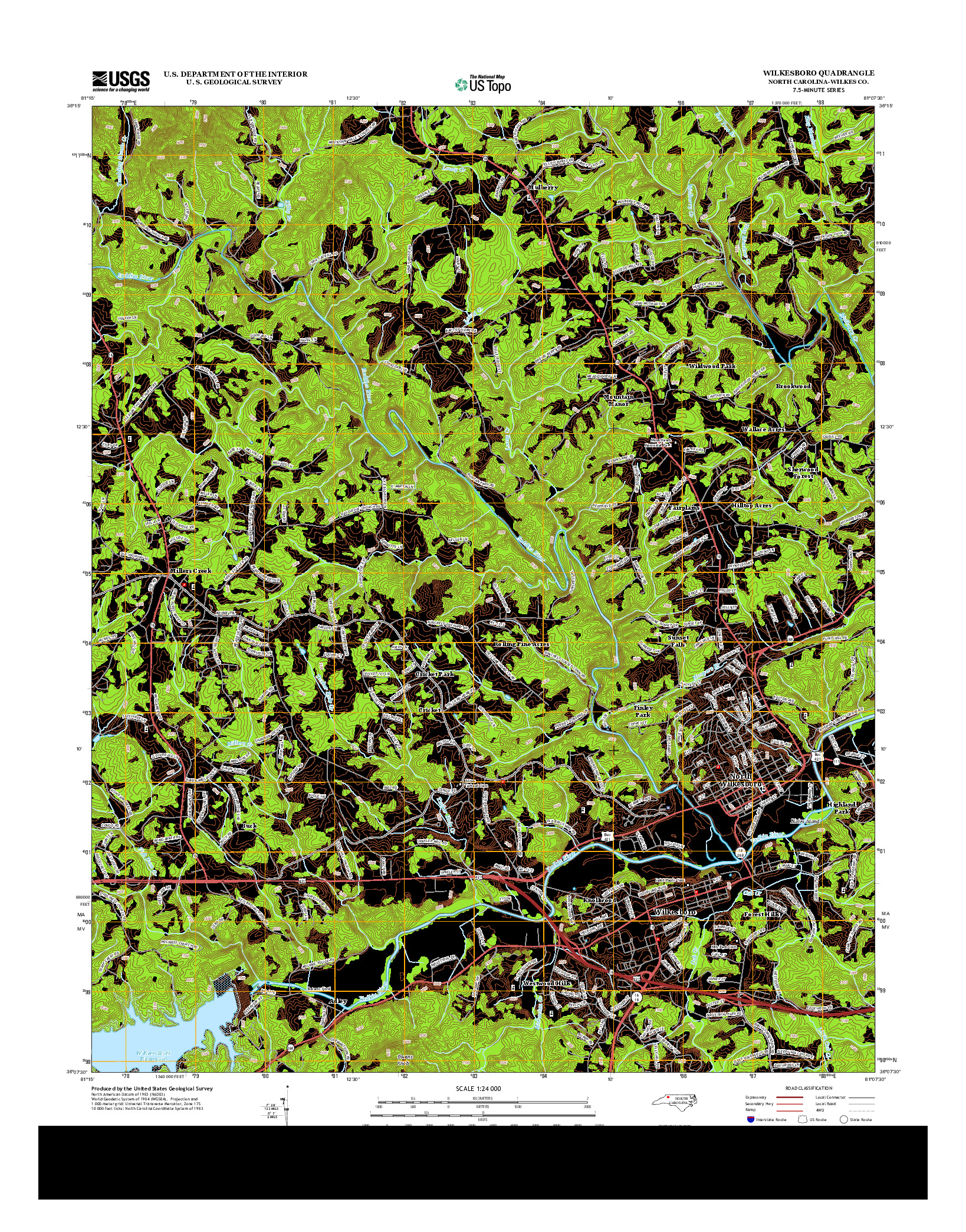 USGS US TOPO 7.5-MINUTE MAP FOR WILKESBORO, NC 2013