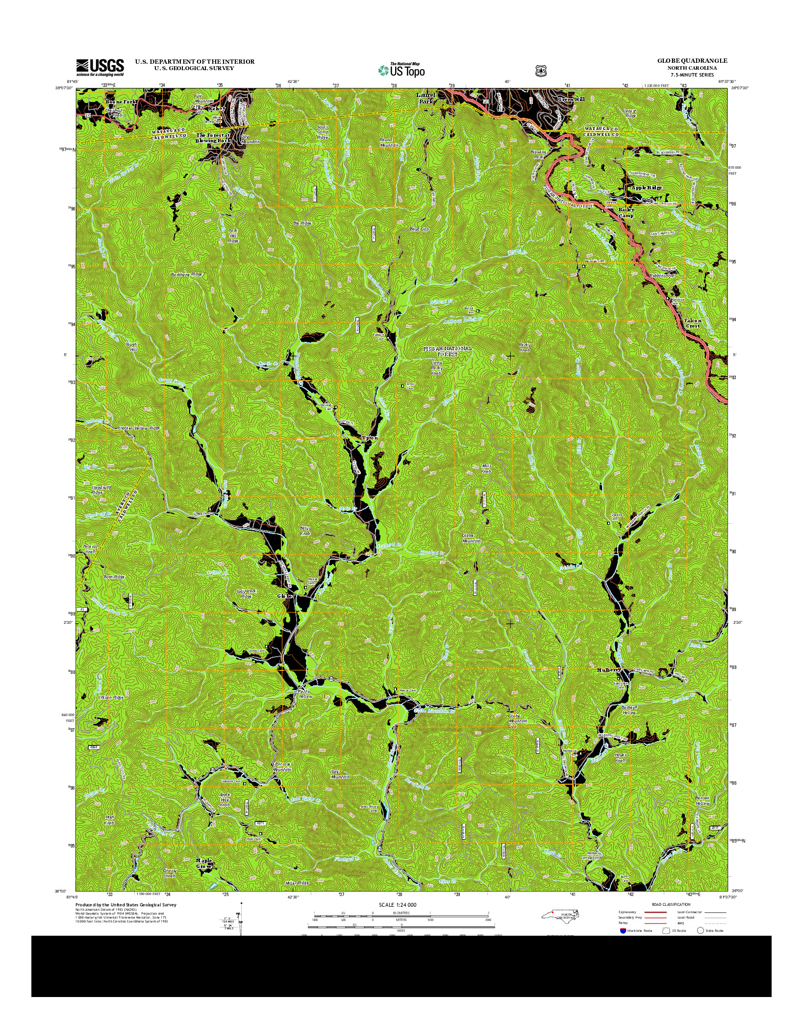 USGS US TOPO 7.5-MINUTE MAP FOR GLOBE, NC 2013