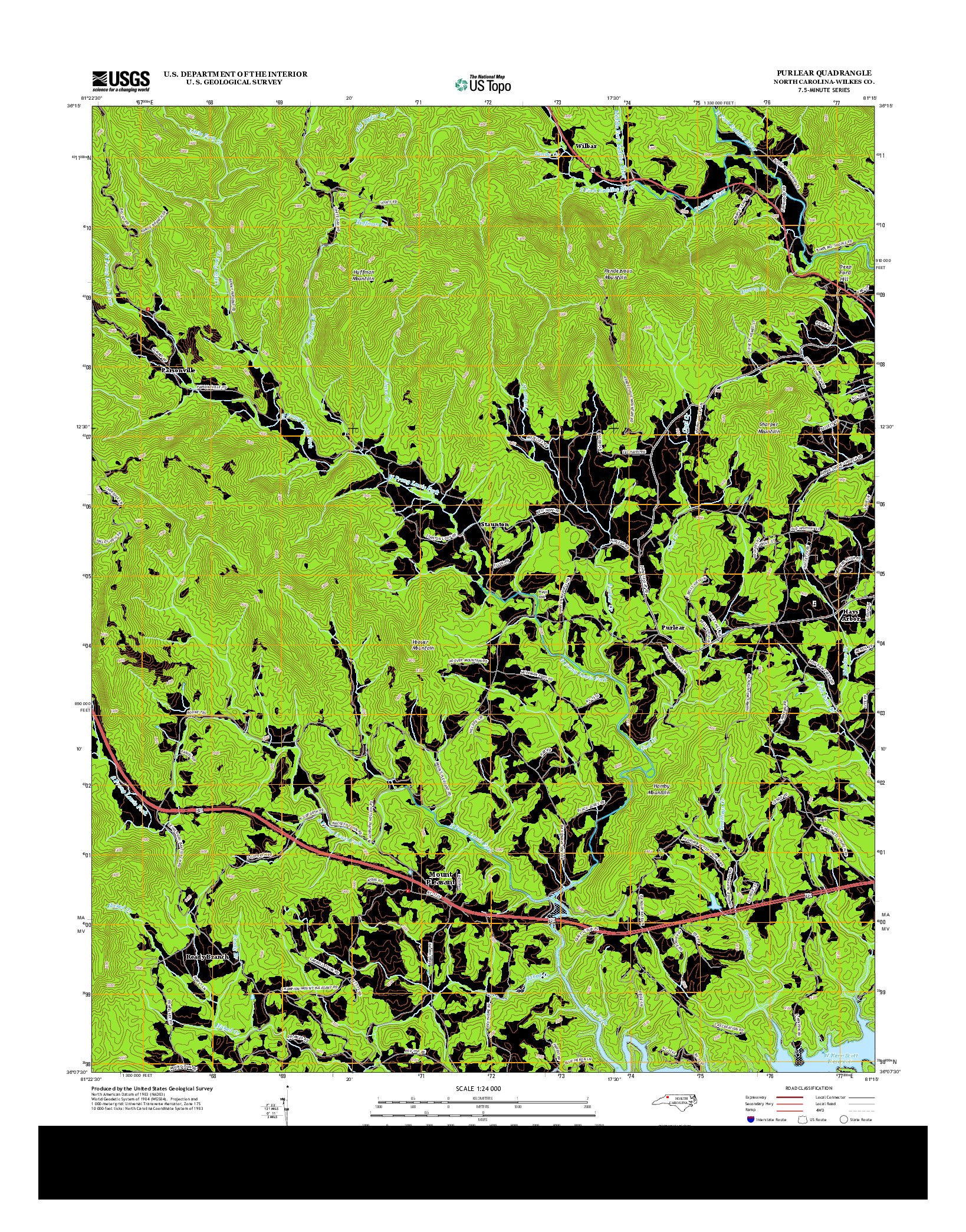 USGS US TOPO 7.5-MINUTE MAP FOR PURLEAR, NC 2013