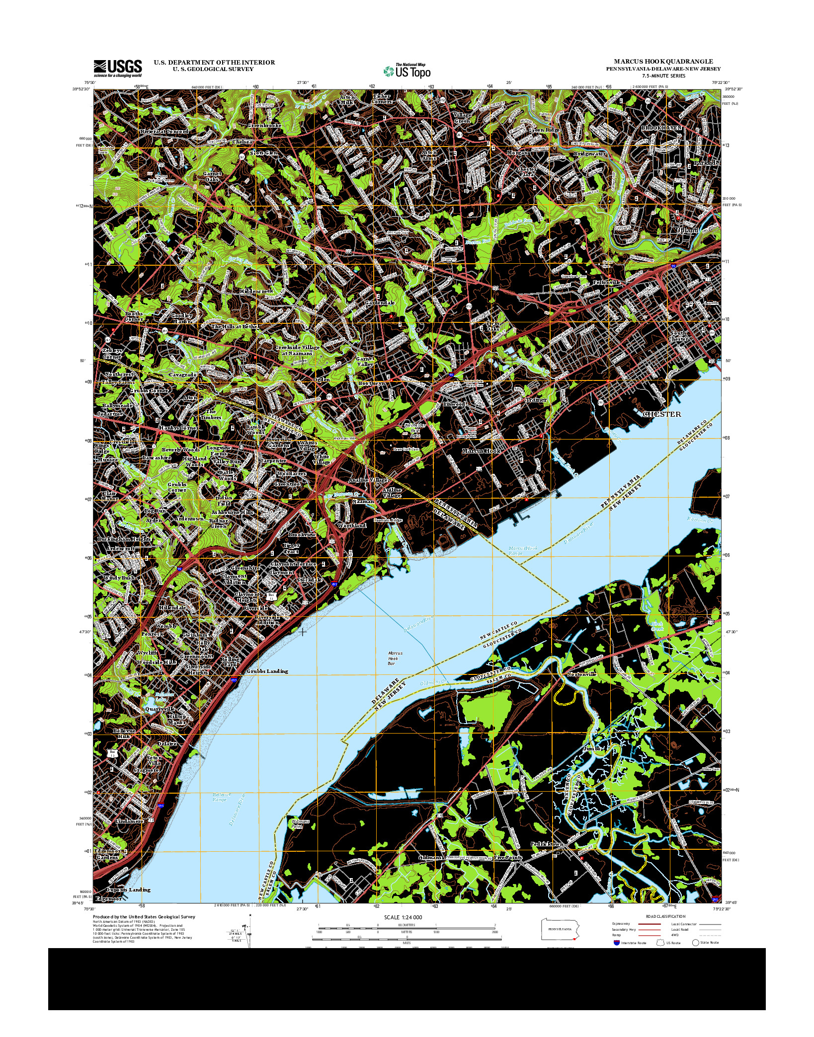 USGS US TOPO 7.5-MINUTE MAP FOR MARCUS HOOK, PA-DE-NJ 2013