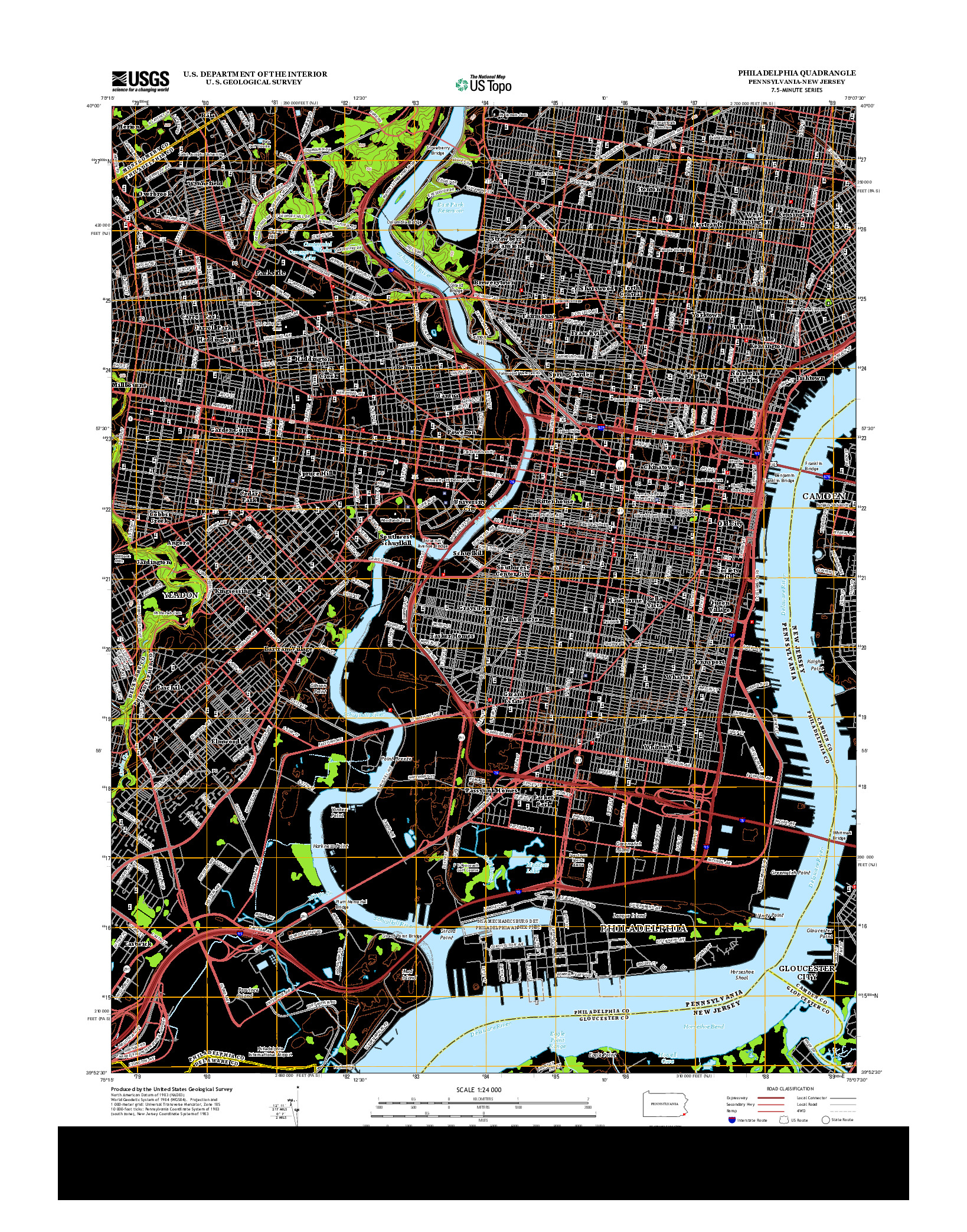 USGS US TOPO 7.5-MINUTE MAP FOR PHILADELPHIA, PA-NJ 2013