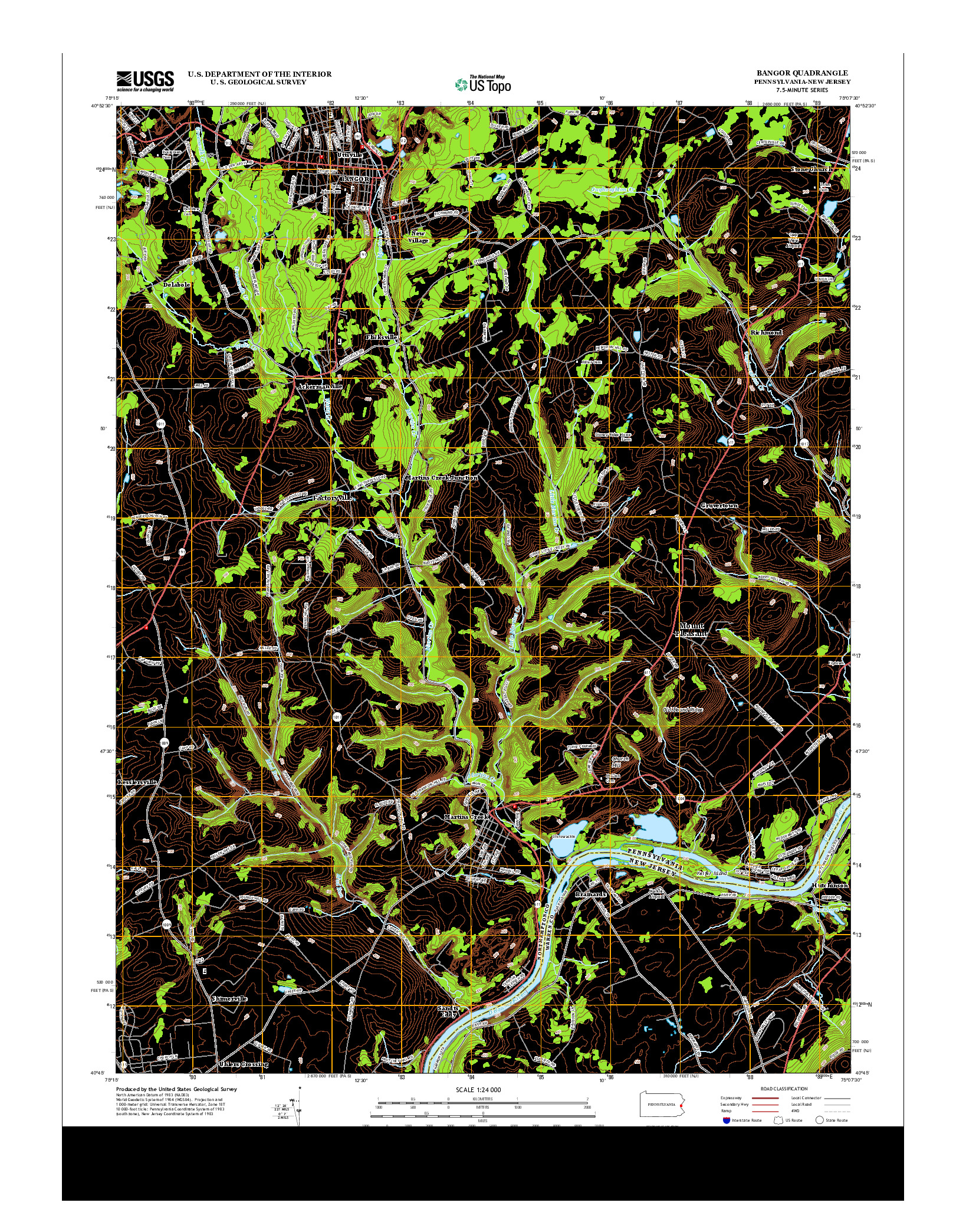 USGS US TOPO 7.5-MINUTE MAP FOR BANGOR, PA-NJ 2013