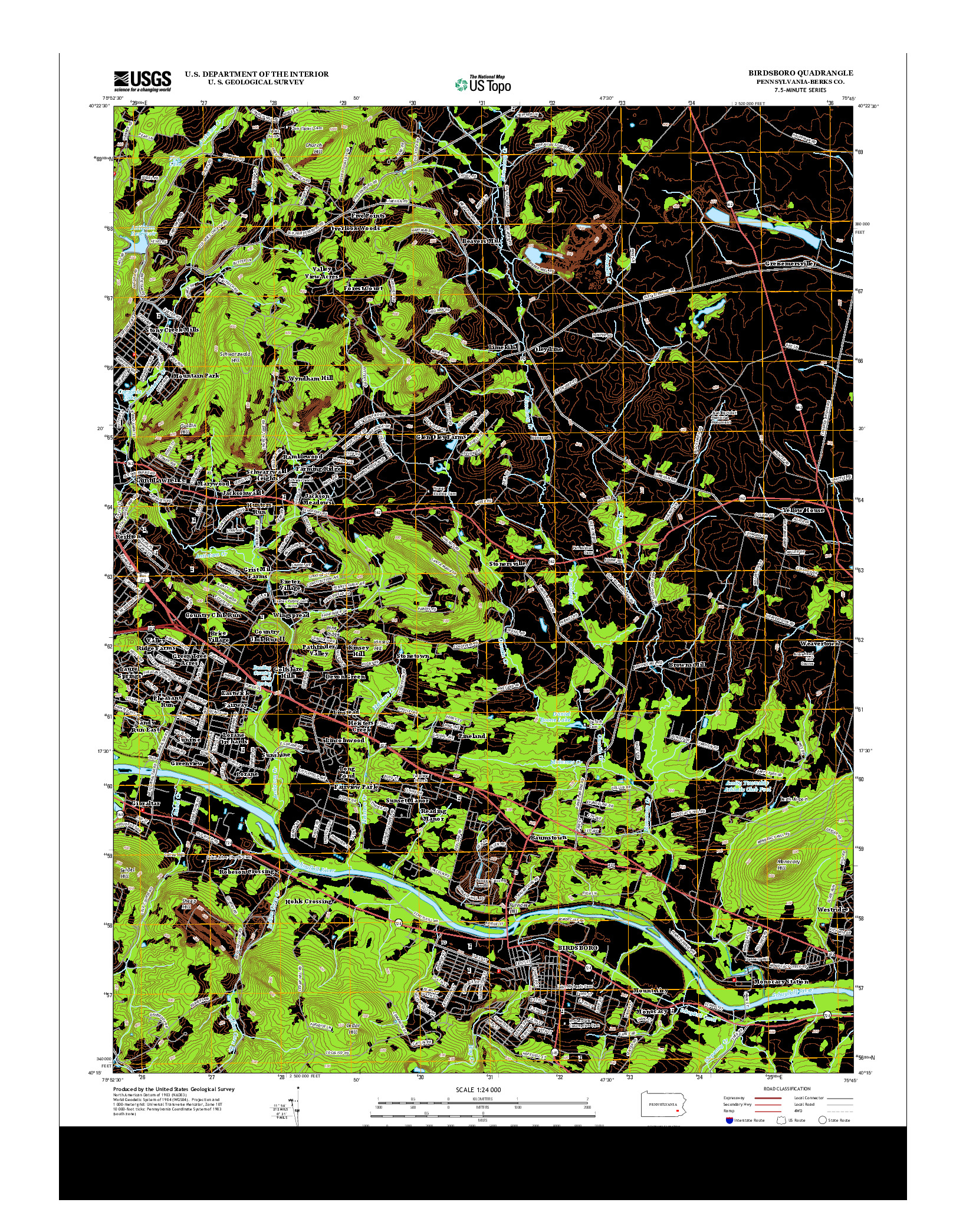 USGS US TOPO 7.5-MINUTE MAP FOR BIRDSBORO, PA 2013