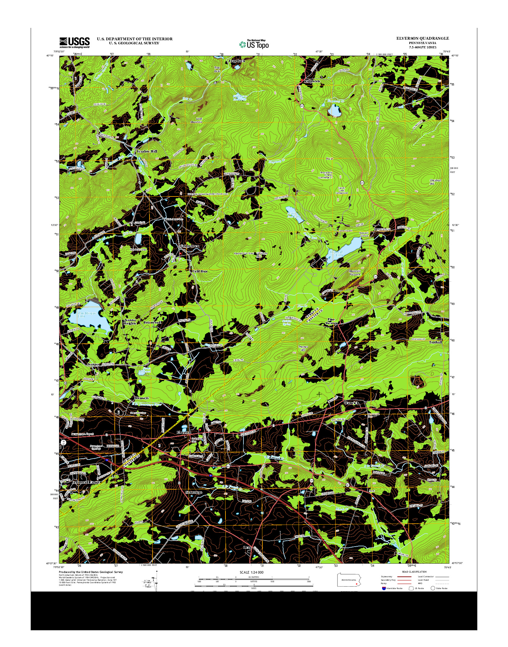 USGS US TOPO 7.5-MINUTE MAP FOR ELVERSON, PA 2013