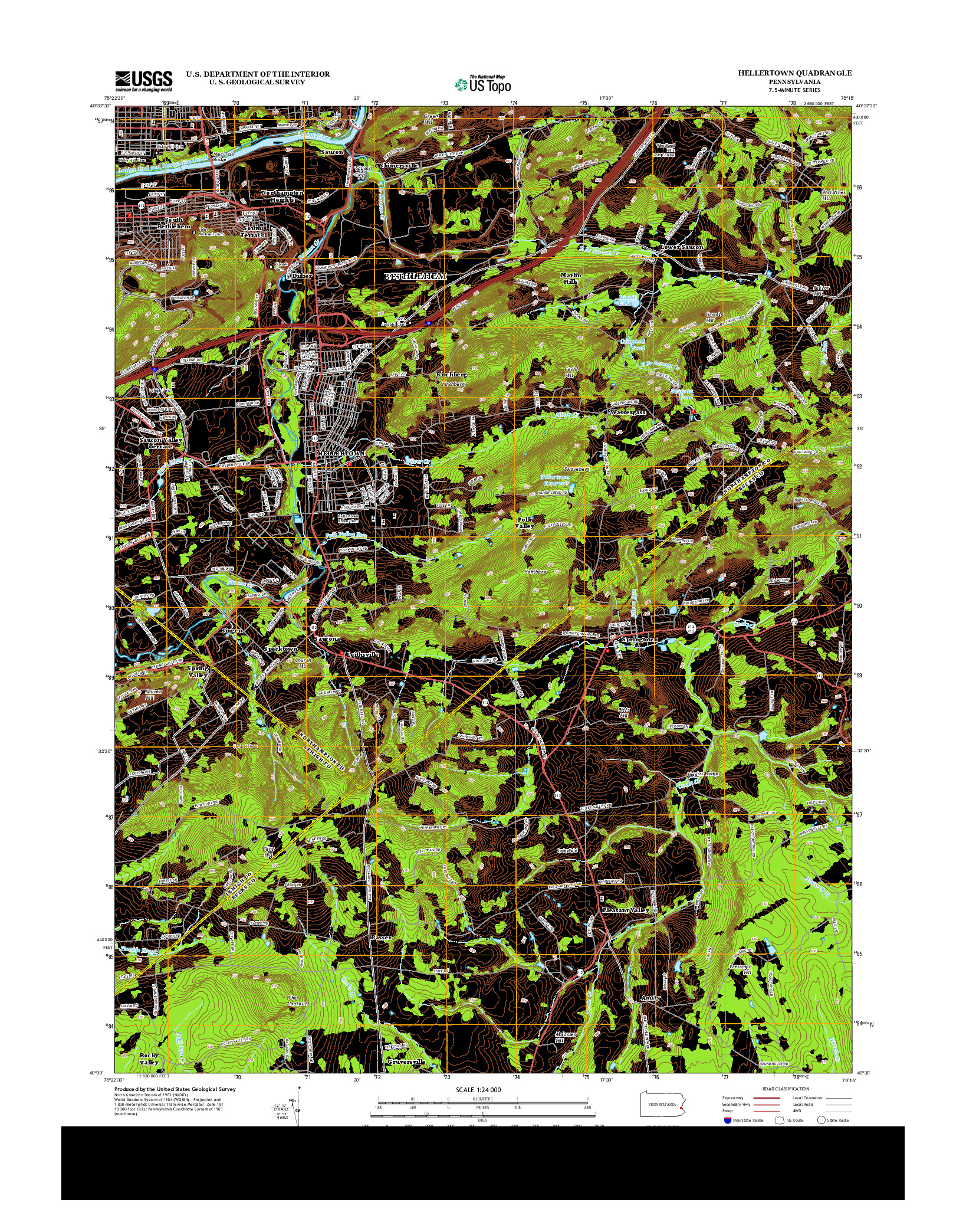 USGS US TOPO 7.5-MINUTE MAP FOR HELLERTOWN, PA 2013