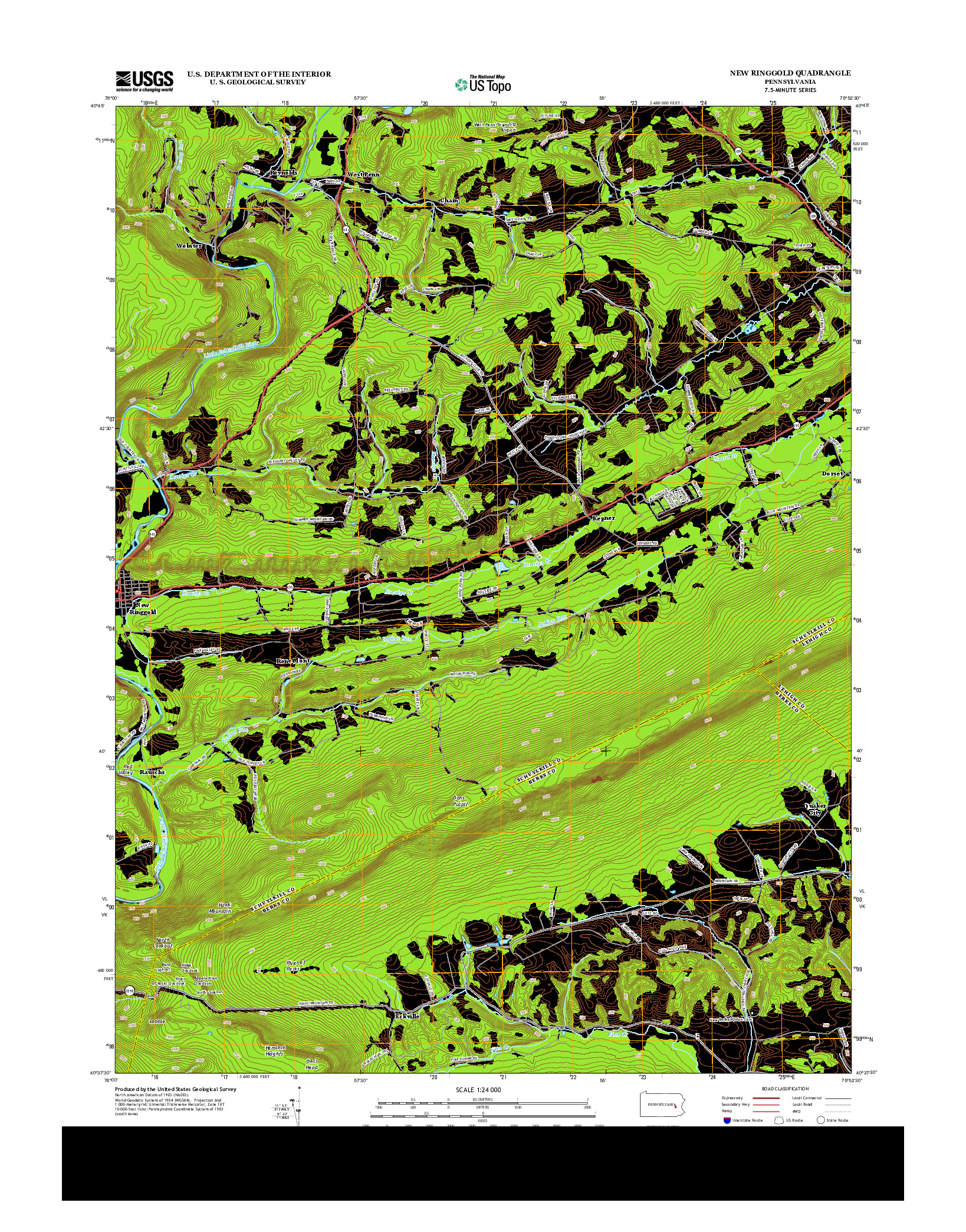 USGS US TOPO 7.5-MINUTE MAP FOR NEW RINGGOLD, PA 2013