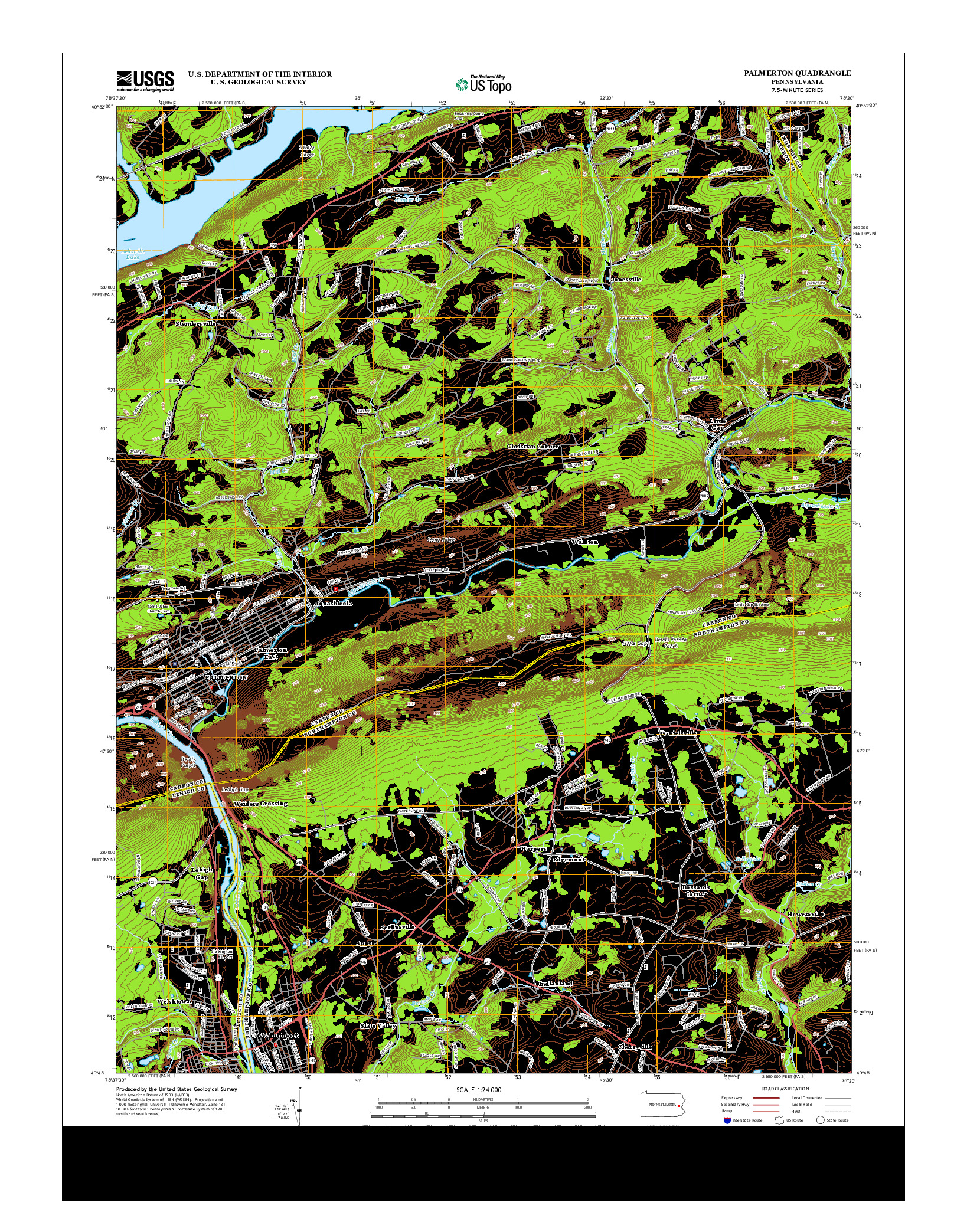 USGS US TOPO 7.5-MINUTE MAP FOR PALMERTON, PA 2013