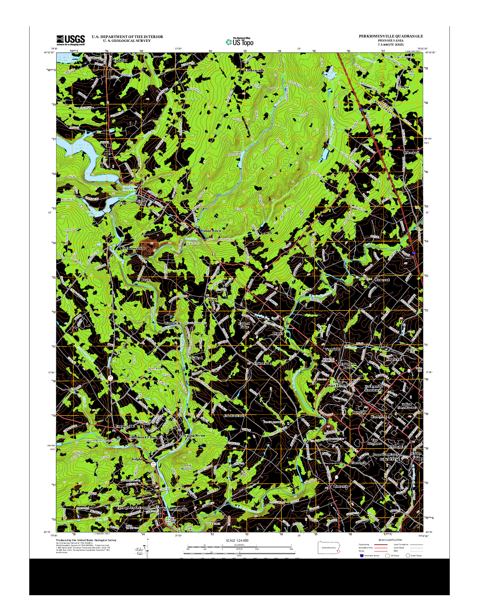 USGS US TOPO 7.5-MINUTE MAP FOR PERKIOMENVILLE, PA 2013