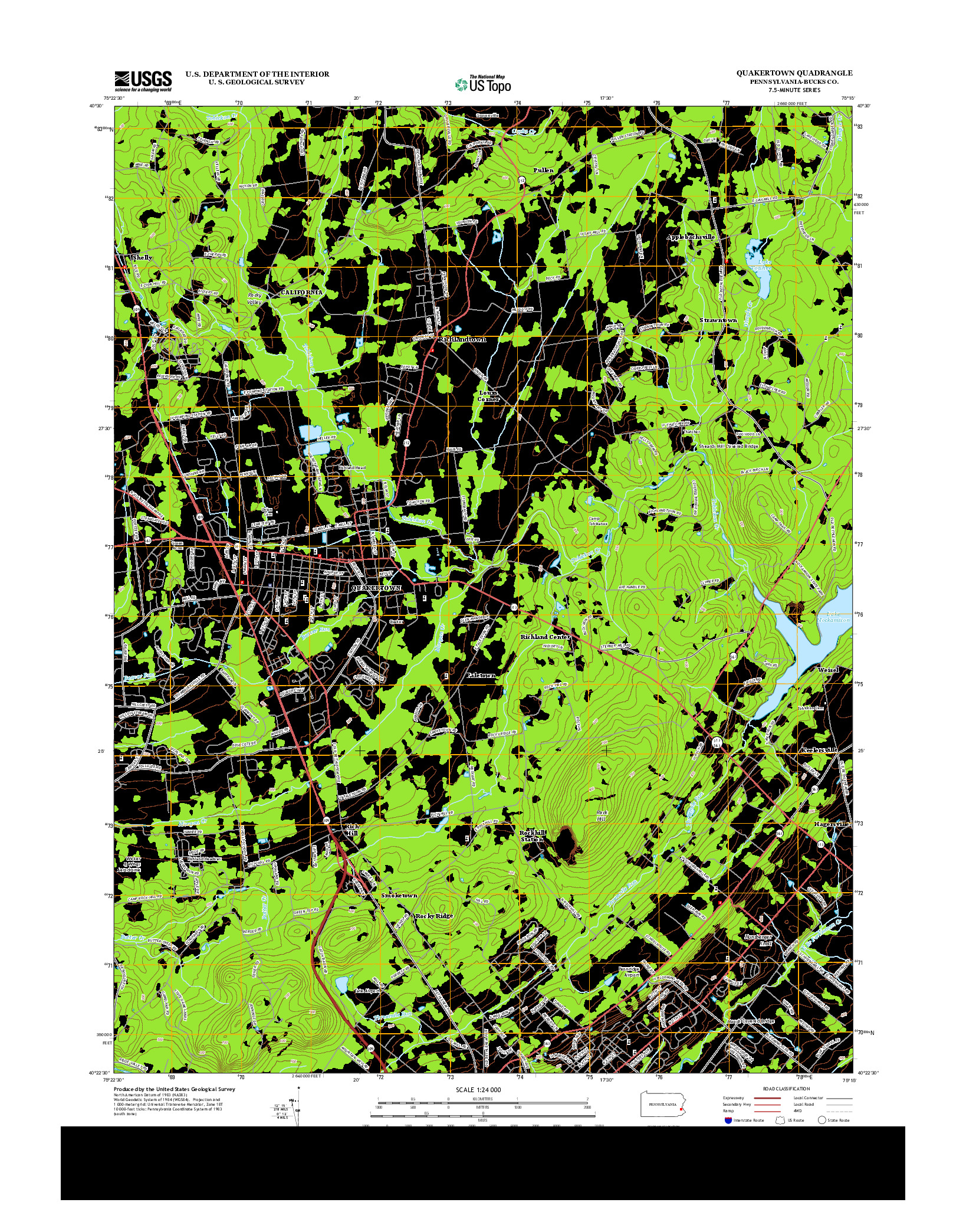 USGS US TOPO 7.5-MINUTE MAP FOR QUAKERTOWN, PA 2013