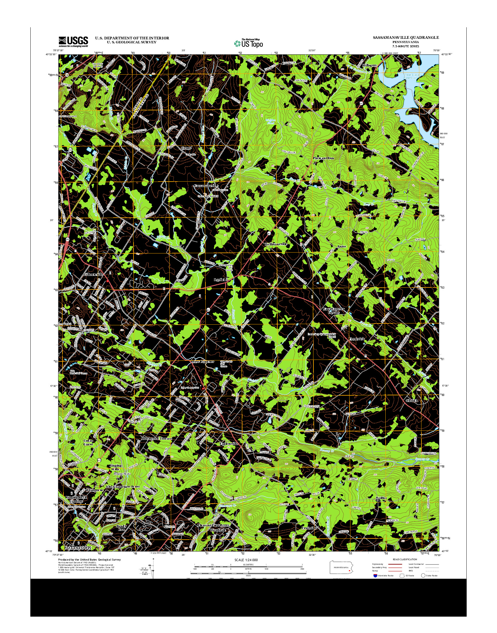 USGS US TOPO 7.5-MINUTE MAP FOR SASSAMANSVILLE, PA 2013