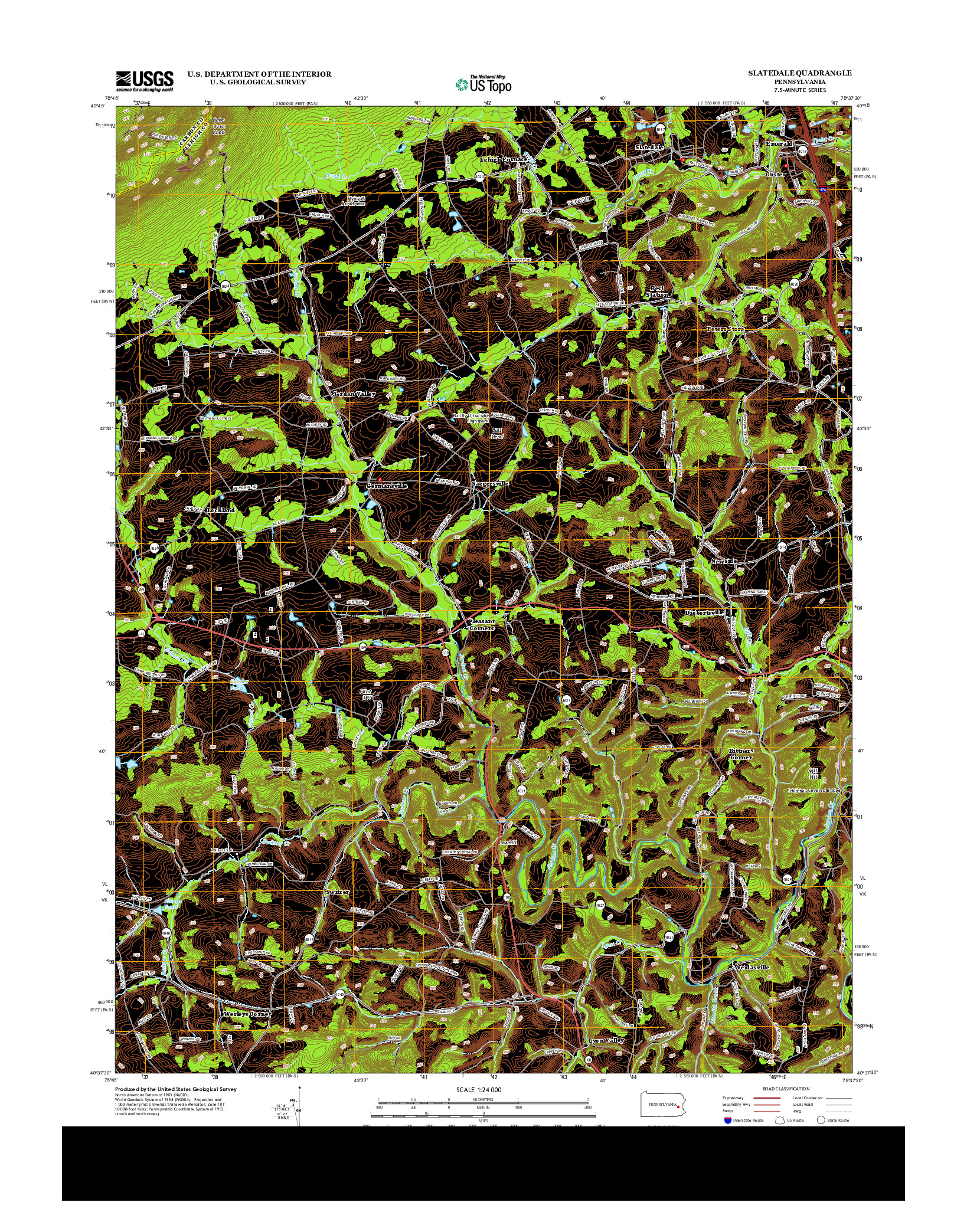 USGS US TOPO 7.5-MINUTE MAP FOR SLATEDALE, PA 2013