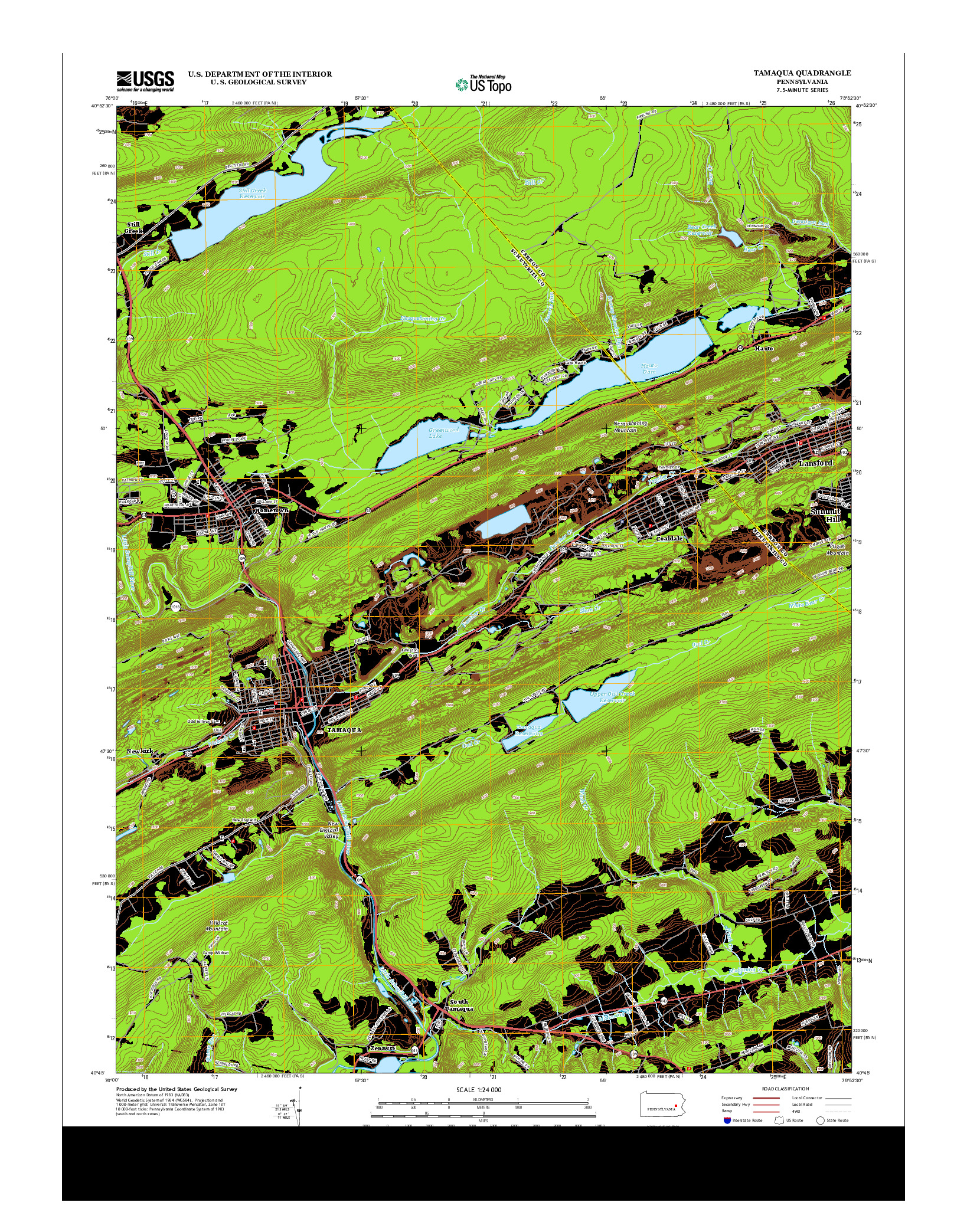 USGS US TOPO 7.5-MINUTE MAP FOR TAMAQUA, PA 2013
