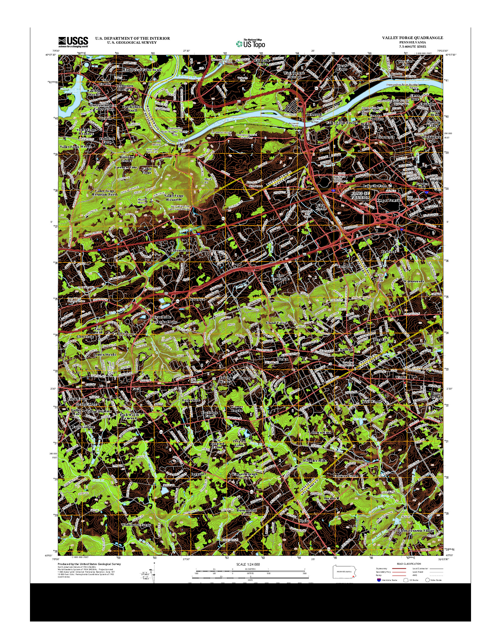 USGS US TOPO 7.5-MINUTE MAP FOR VALLEY FORGE, PA 2013