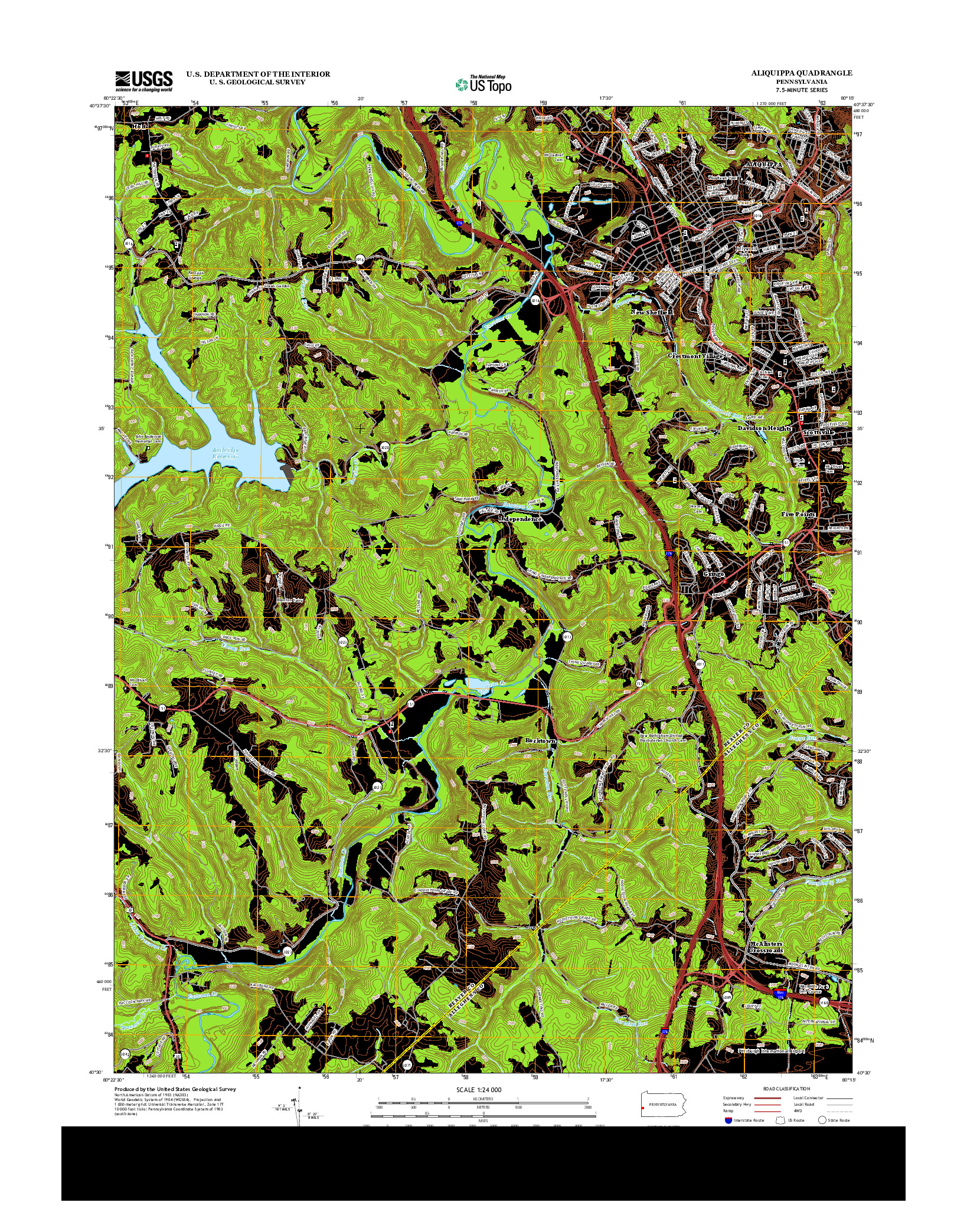 USGS US TOPO 7.5-MINUTE MAP FOR ALIQUIPPA, PA 2013